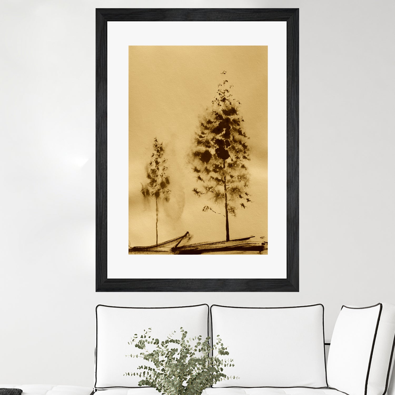 Two Trees Capturing Simplicity And Nature by Santhosh ch on GIANT ART - 14071 illustration