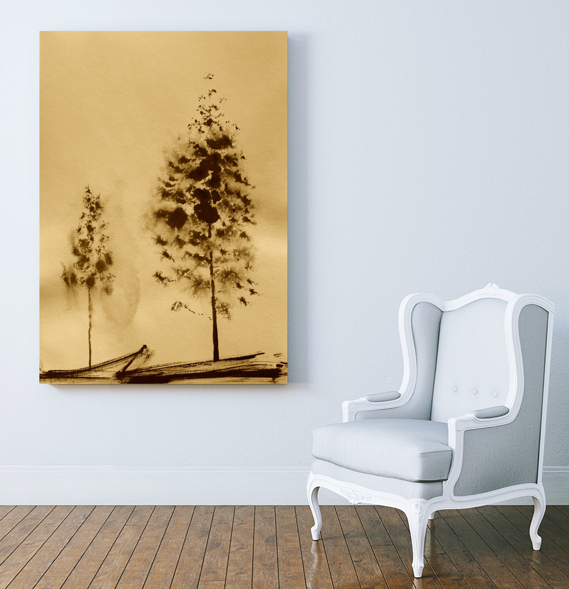 Two Trees Capturing Simplicity And Nature by Santhosh ch on GIANT ART - 14071 illustration