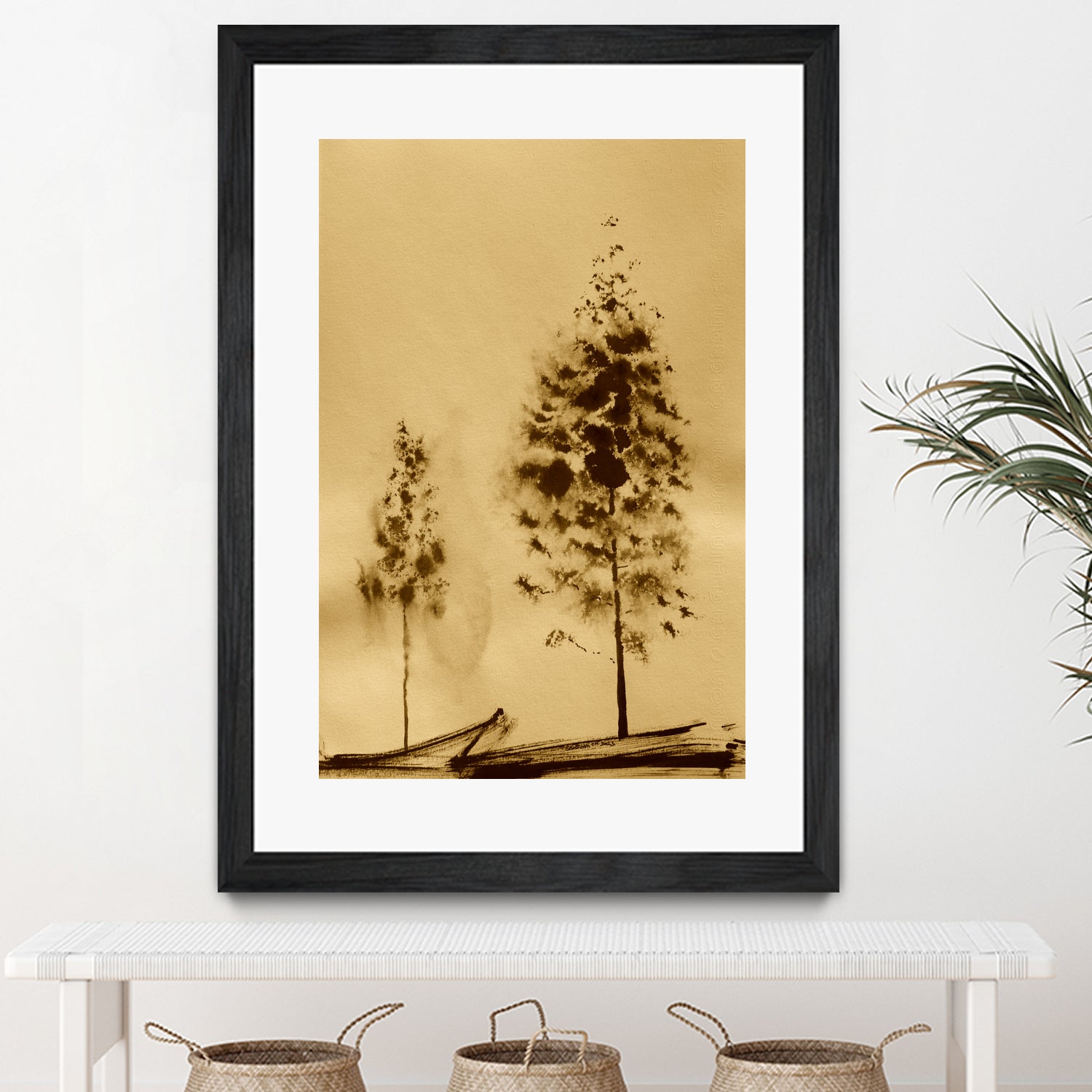 Two Trees Capturing Simplicity And Nature by Santhosh ch on GIANT ART - 14071 illustration