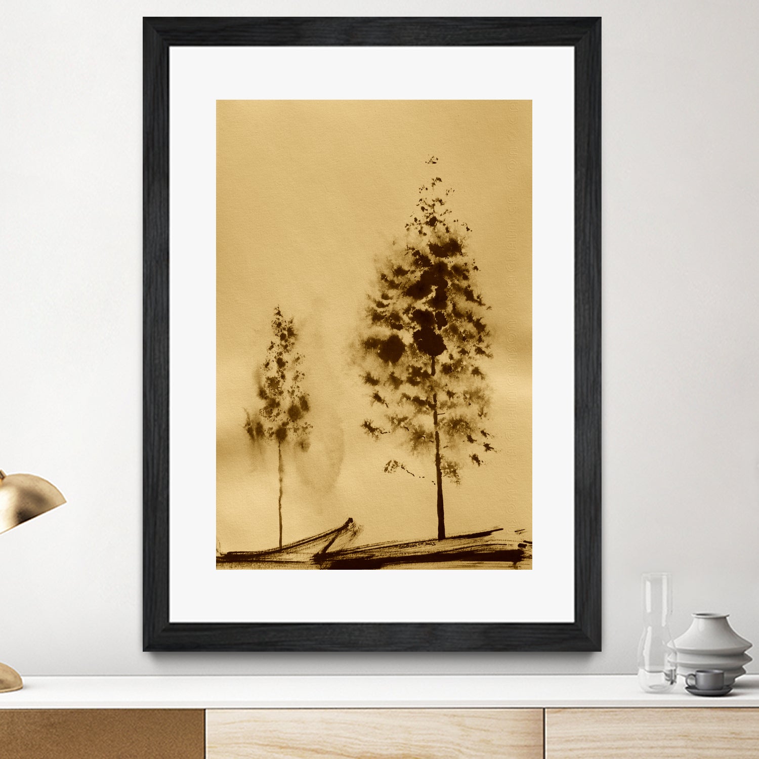Two Trees Capturing Simplicity And Nature by Santhosh ch on GIANT ART - 14071 illustration