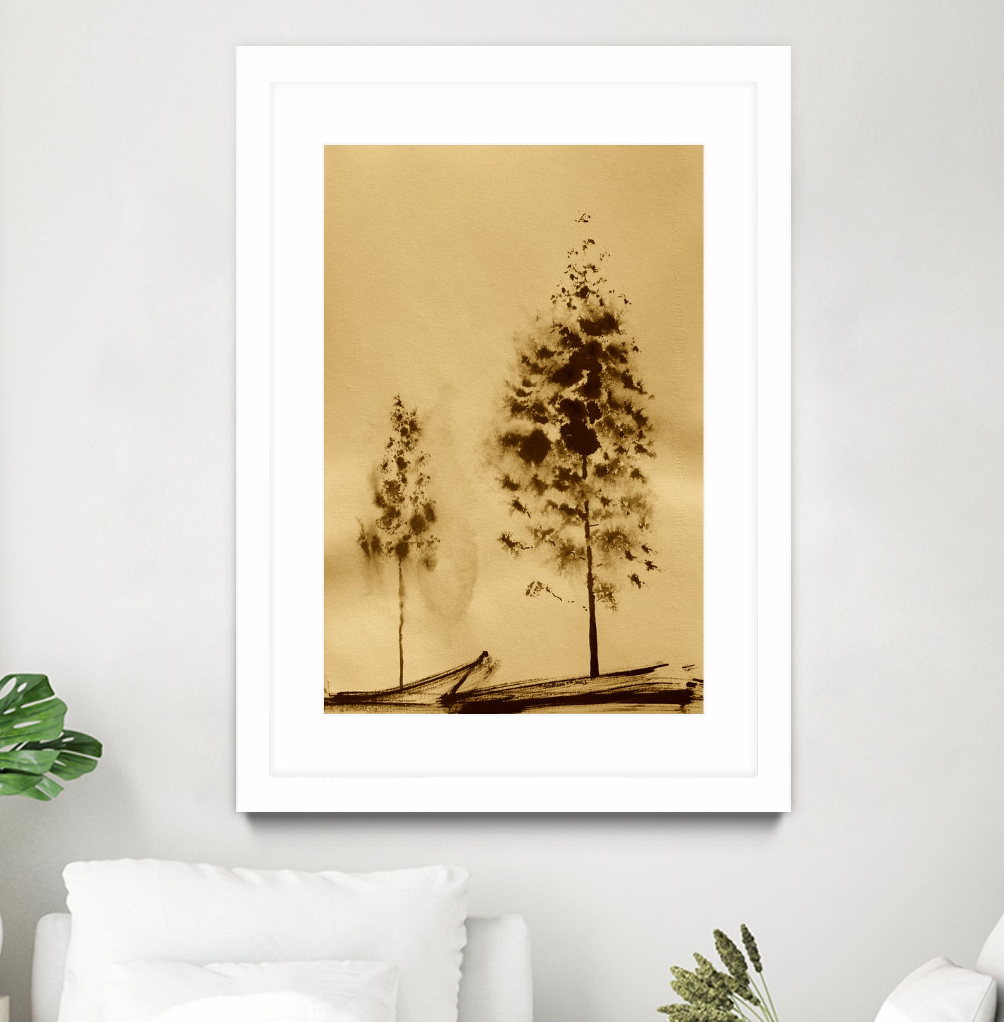 Two Trees Capturing Simplicity And Nature by Santhosh ch on GIANT ART - 14071 illustration