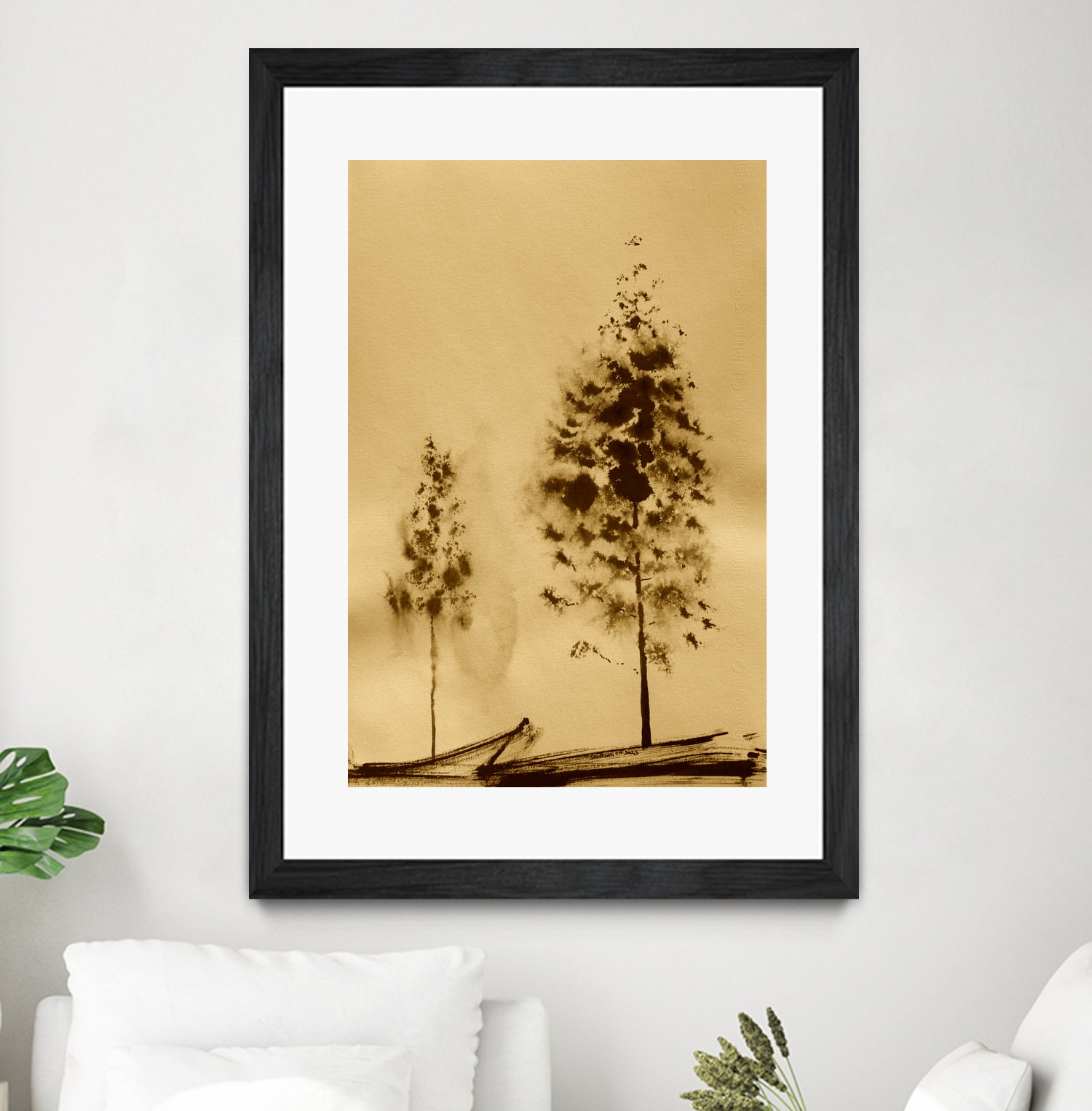 Two Trees Capturing Simplicity And Nature by Santhosh ch on GIANT ART - 14071 illustration