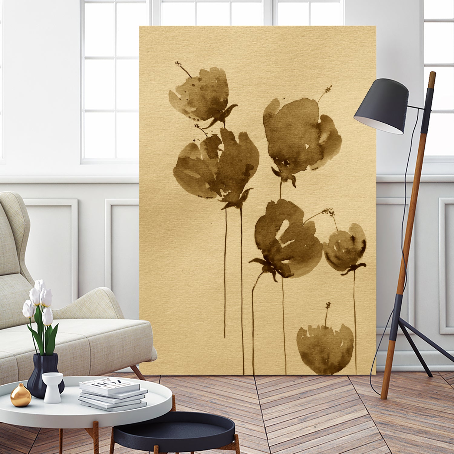 Poppies In Muted Sepia Tones by Santhosh ch on GIANT ART - 11825 illustration