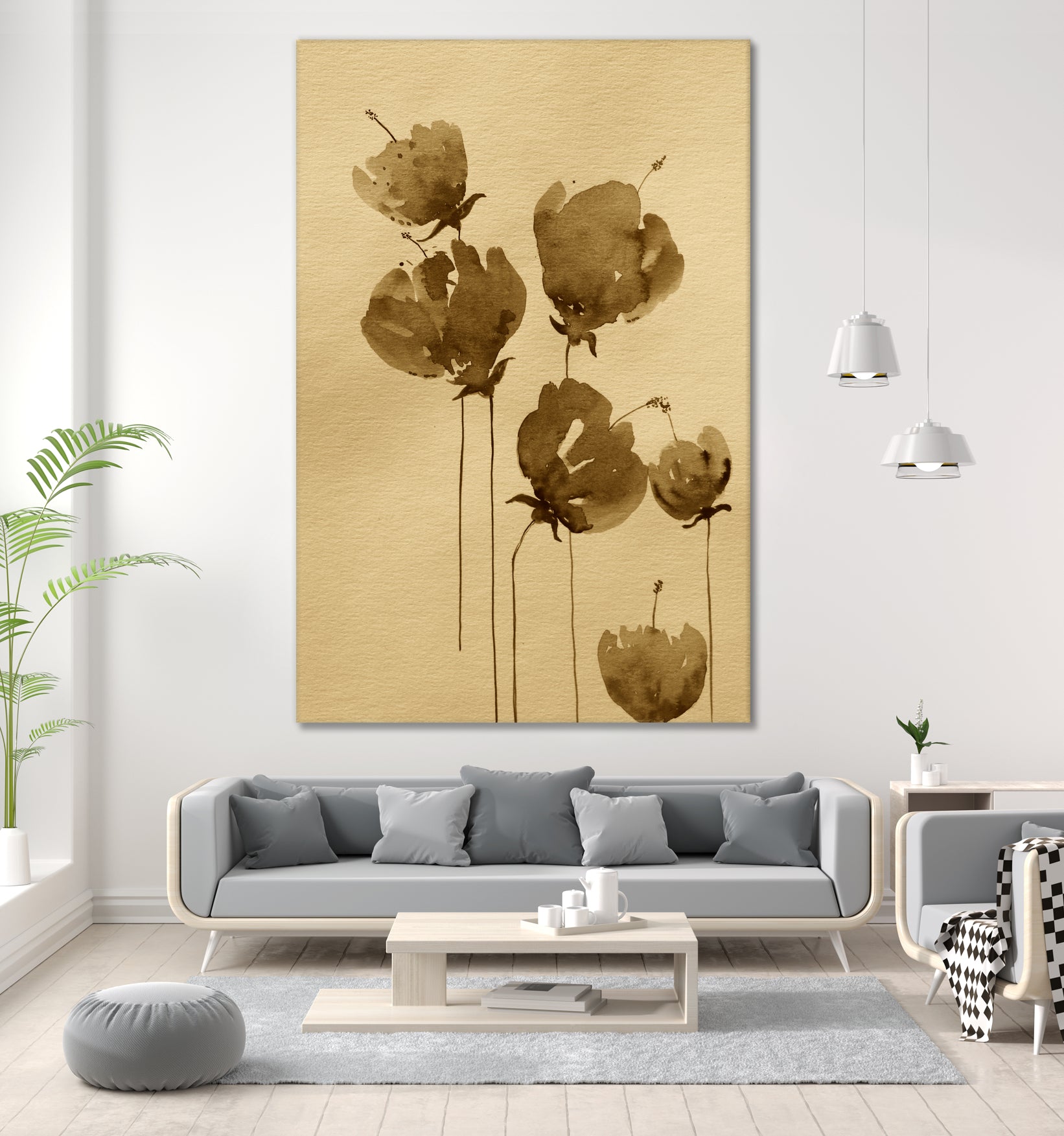 Poppies In Muted Sepia Tones by Santhosh ch on GIANT ART - 11825 illustration