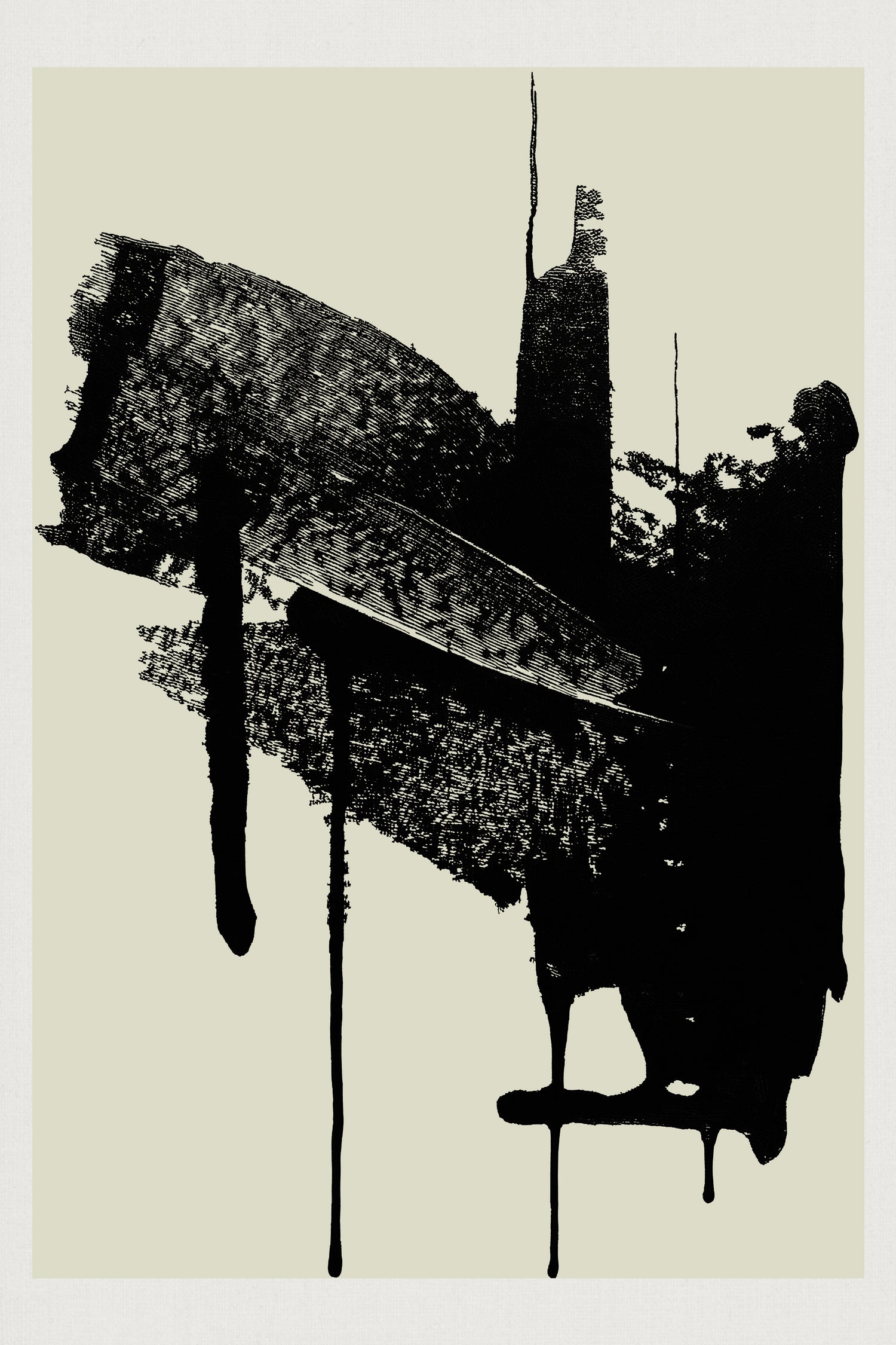 Abstract Brushstrokes in Black and Cream by cartissi on GIANT ART - abstract art abstract abstract art