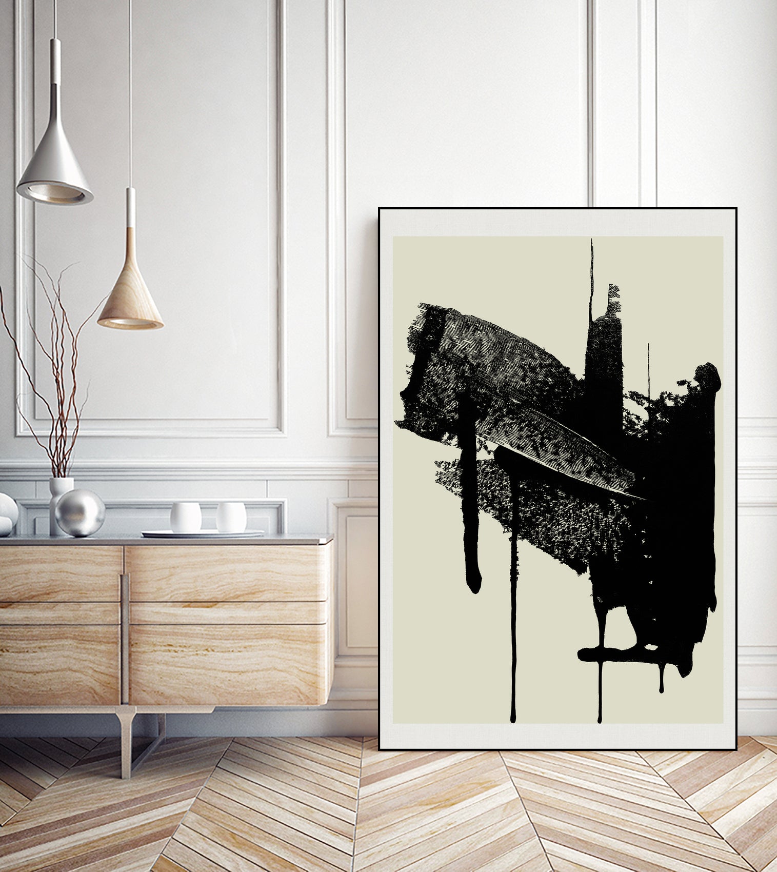 Abstract Brushstrokes in Black and Cream by cartissi on GIANT ART - abstract art abstract abstract art