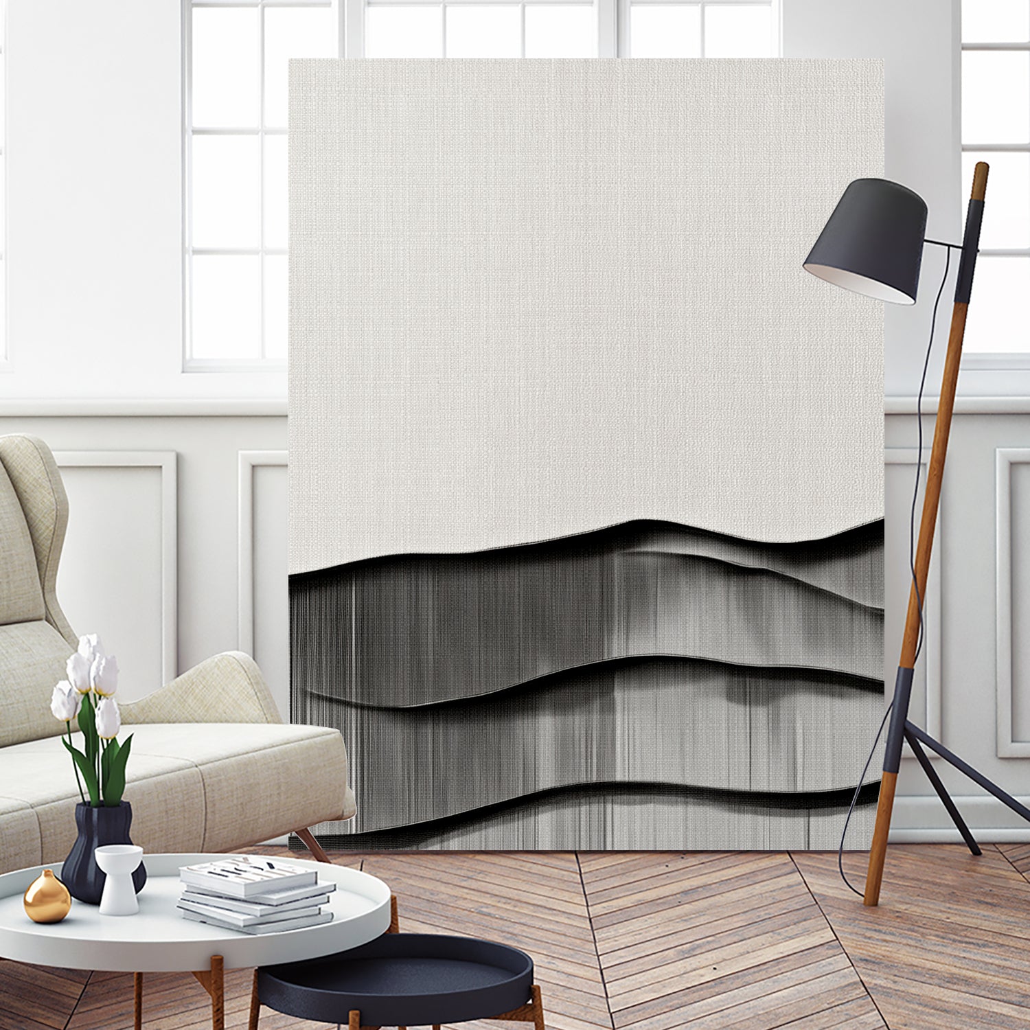 Monochrome Waves by Alma on GIANT ART - 6154 illustration