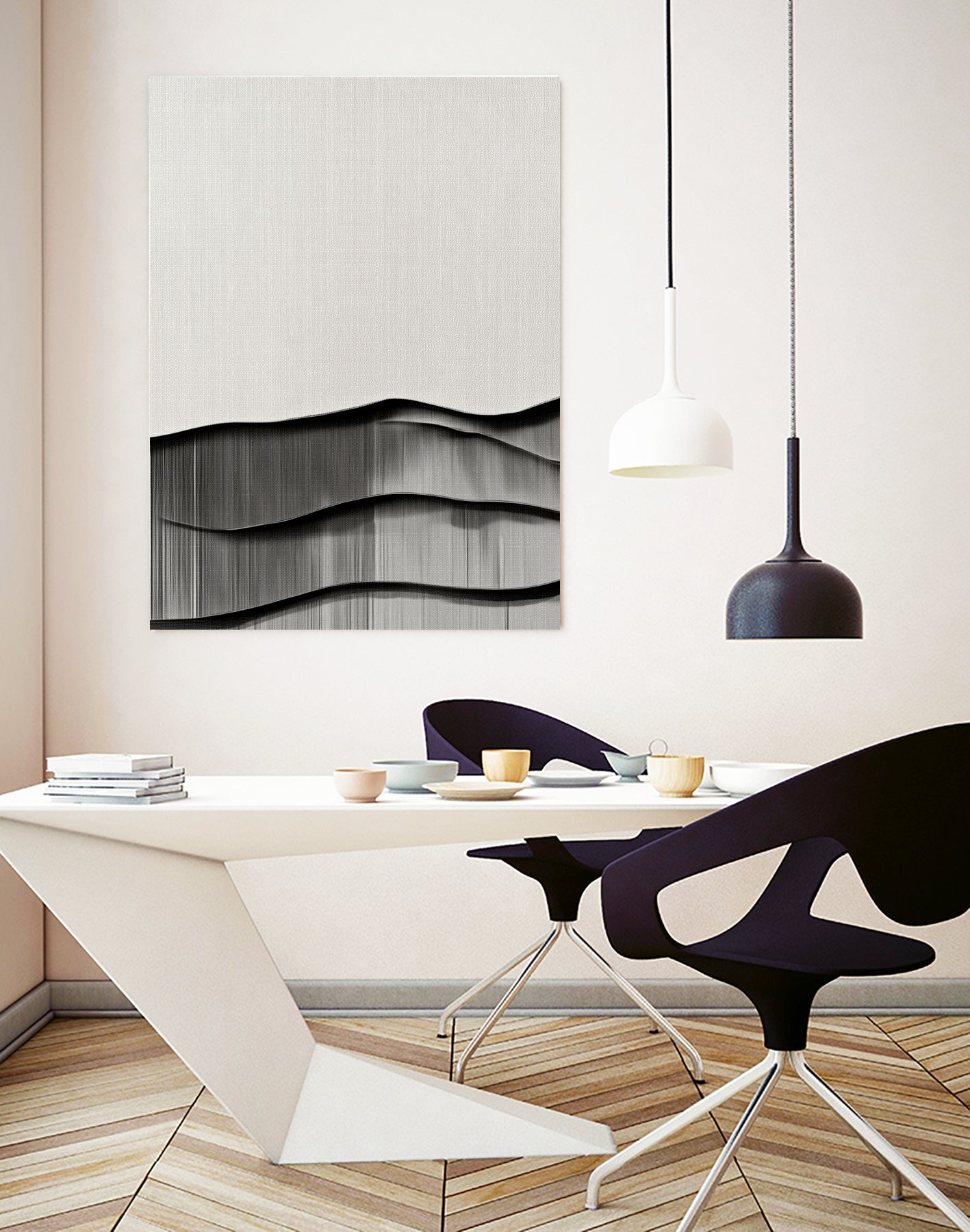 Monochrome Waves by Alma on GIANT ART - 6154 illustration