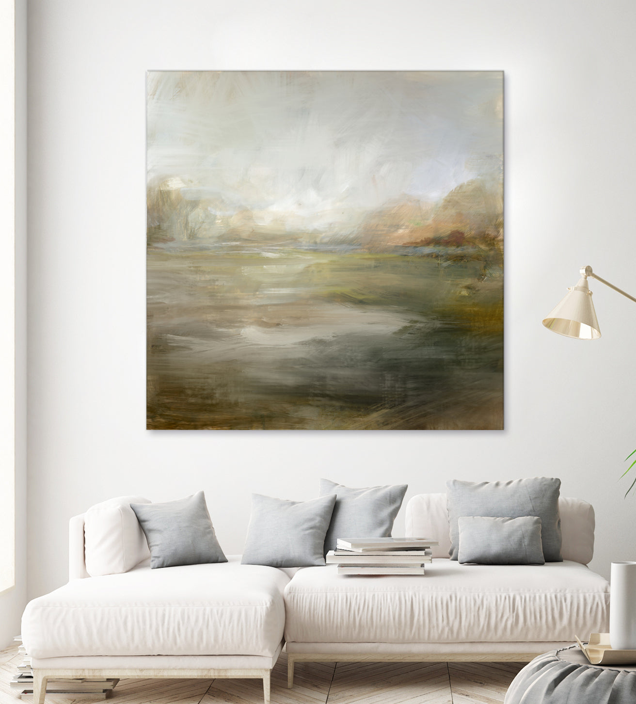 A Tranquil Misty Lake by Julia Cheney on GIANT ART - abstract landscape painting nature and landscapes abstract landscape painting