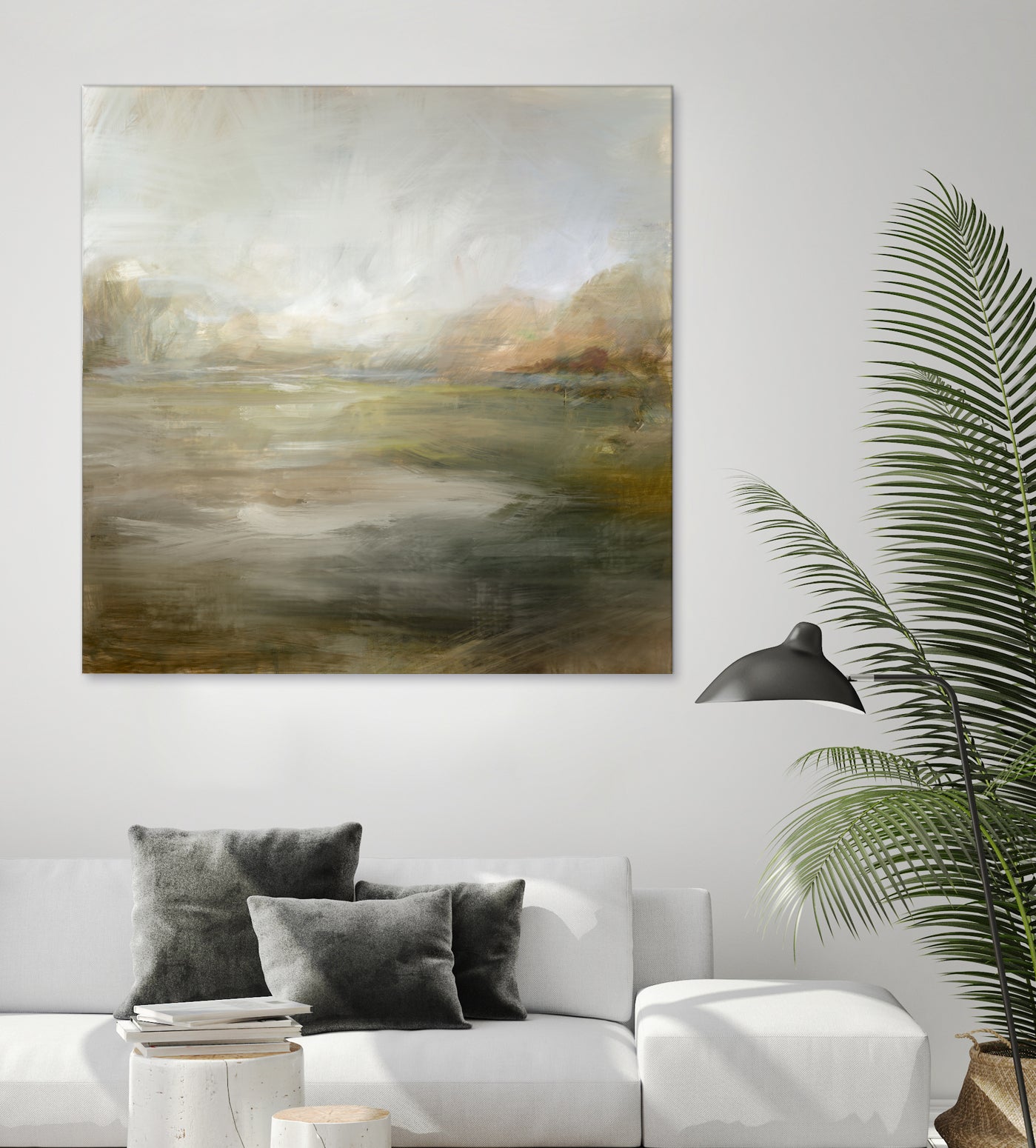 A Tranquil Misty Lake by Julia Cheney on GIANT ART - abstract landscape painting nature and landscapes abstract landscape painting