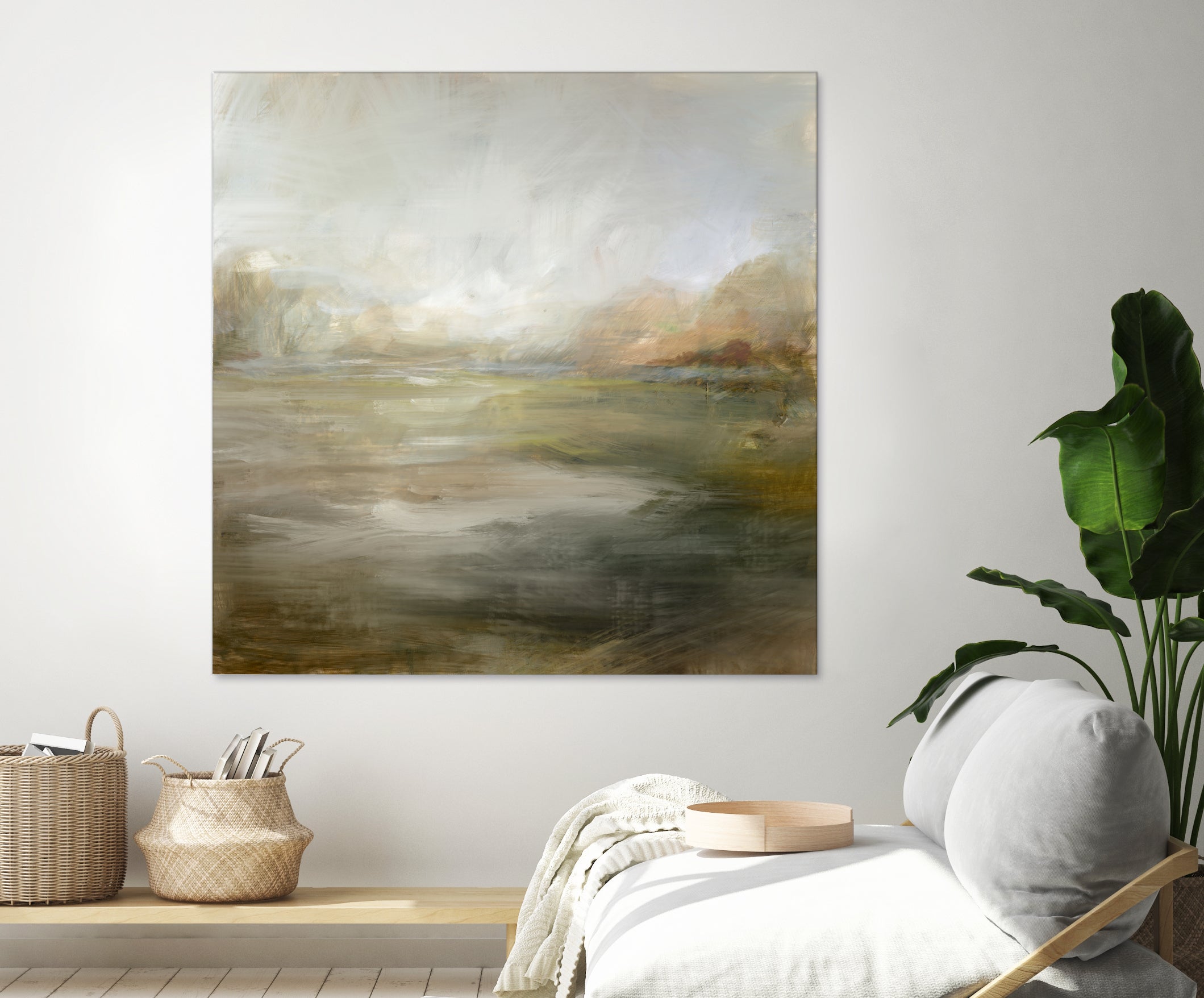 A Tranquil Misty Lake by Julia Cheney on GIANT ART - abstract landscape painting nature and landscapes abstract landscape painting