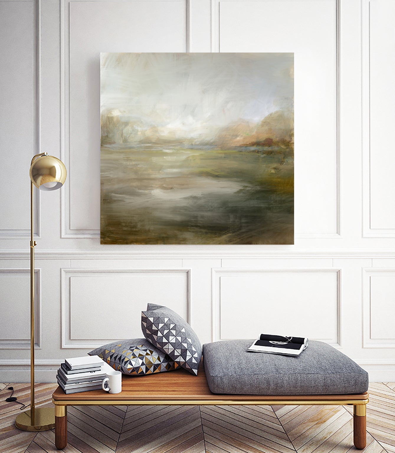 A Tranquil Misty Lake by Julia Cheney on GIANT ART - abstract landscape painting nature and landscapes abstract landscape painting