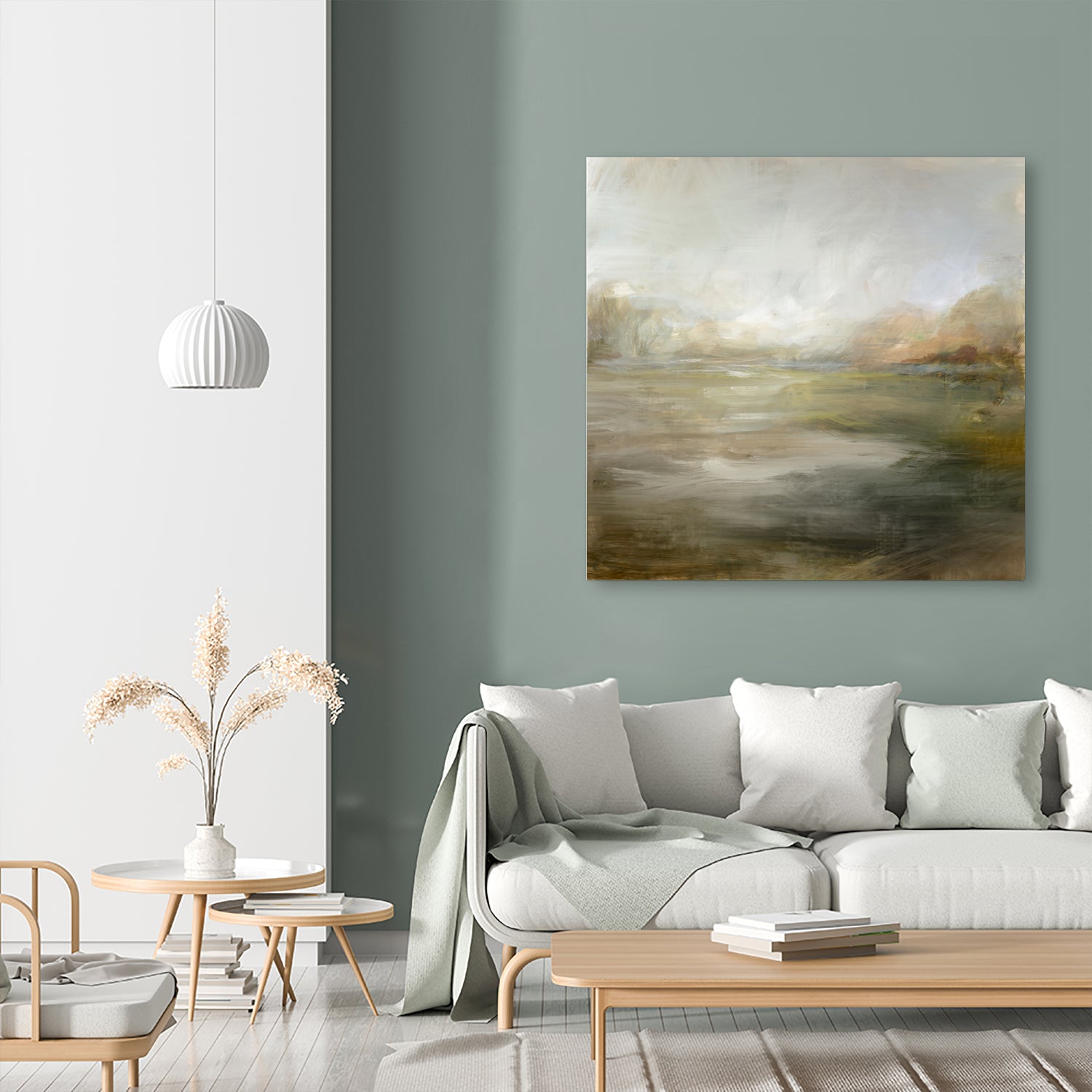 A Tranquil Misty Lake by Julia Cheney on GIANT ART - abstract landscape painting nature and landscapes abstract landscape painting