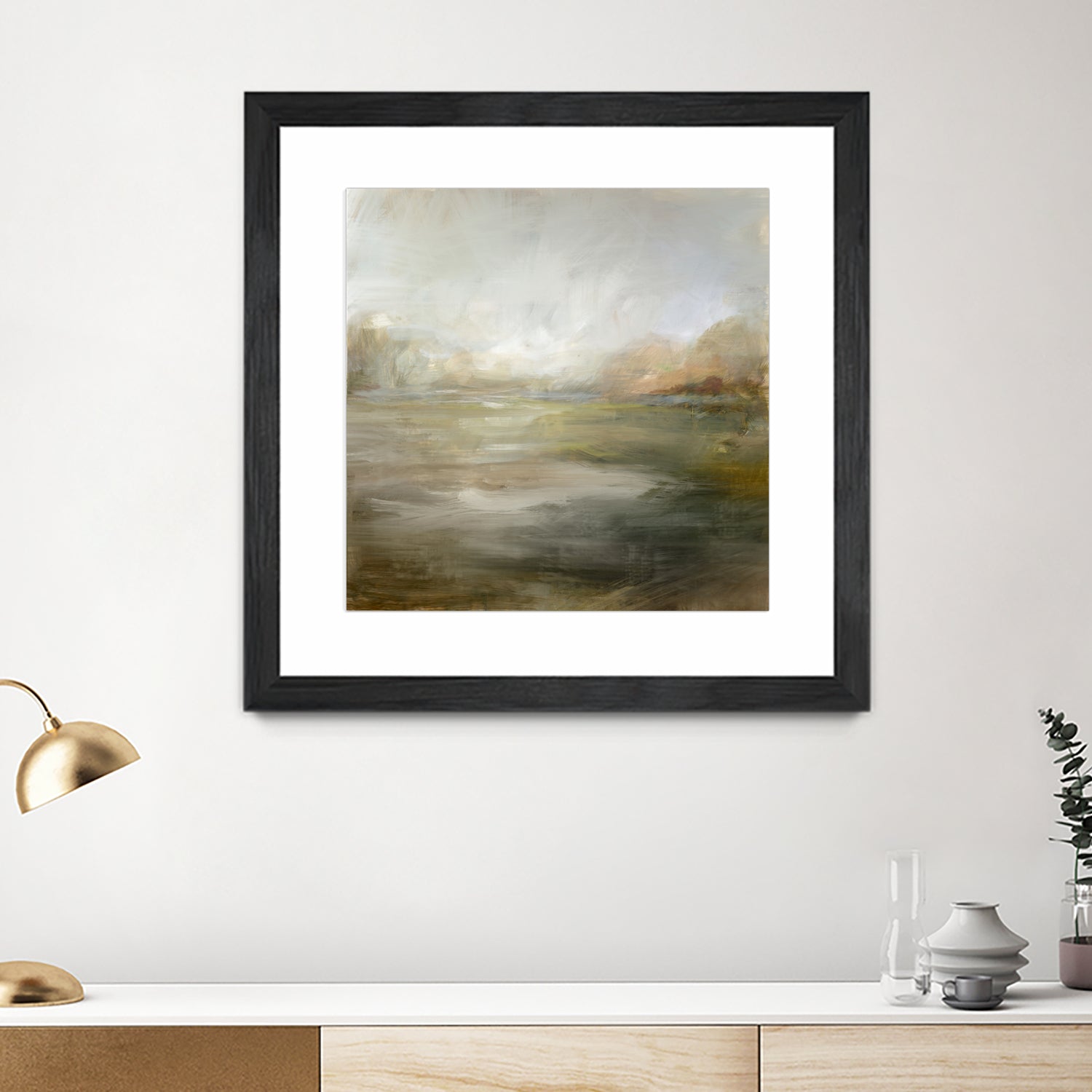 A Tranquil Misty Lake by Julia Cheney on GIANT ART - abstract landscape painting nature and landscapes abstract landscape painting