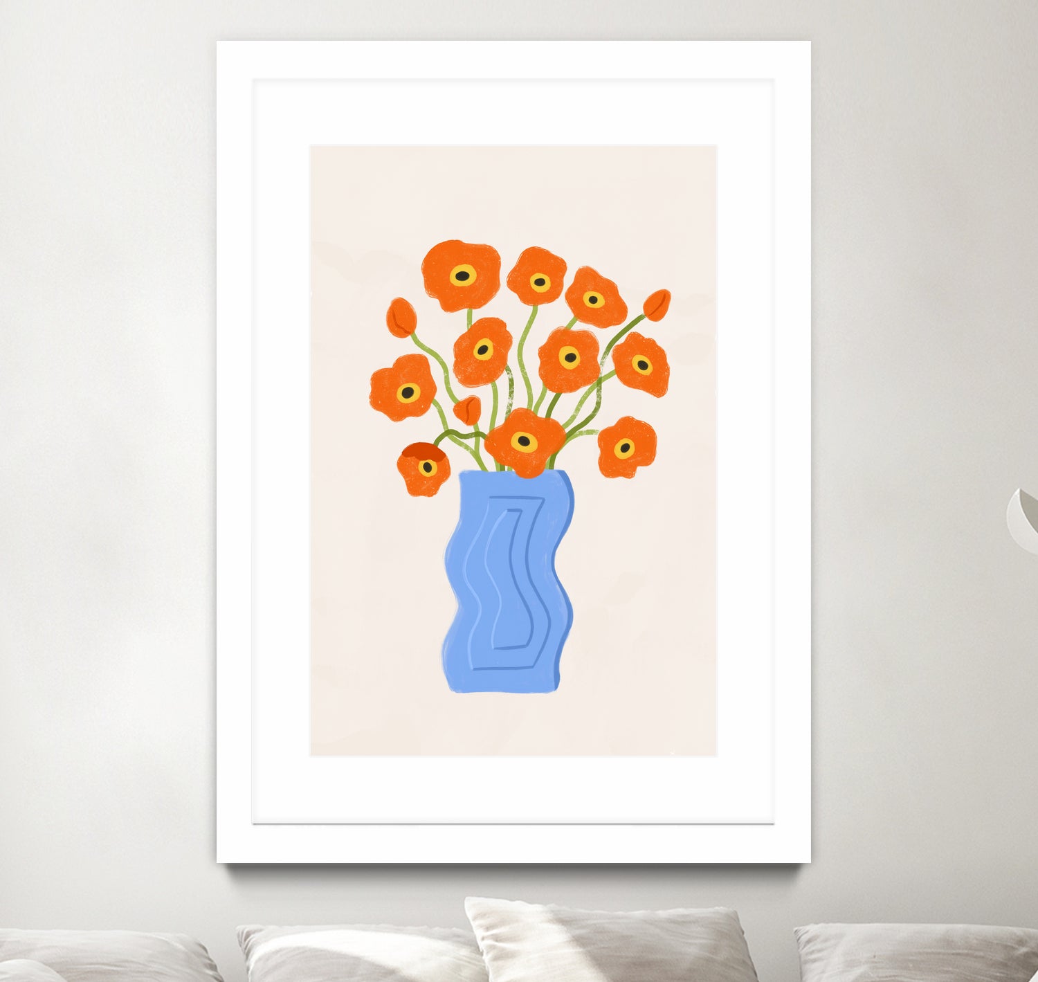 Poppies In Blue Vase by Katarzyna Gąsiorowska on GIANT ART - modern floral artwork flowers and plants modern floral artwork