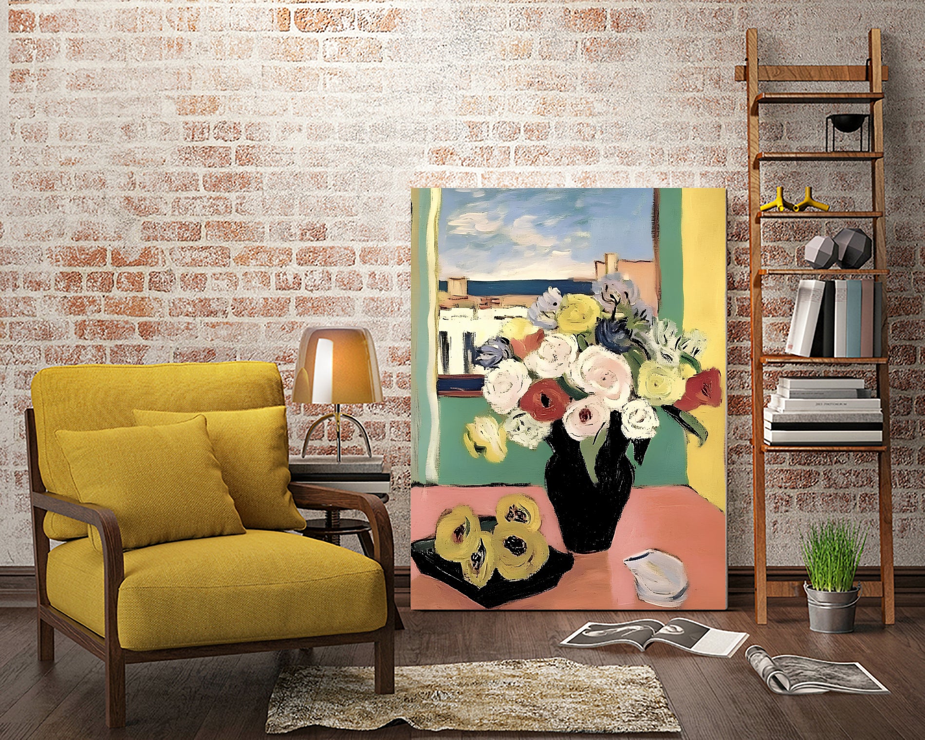 Floral Arrangement In A Black Vase by Avanesova Elena on GIANT ART - modern art painting flowers and plants modern art painting