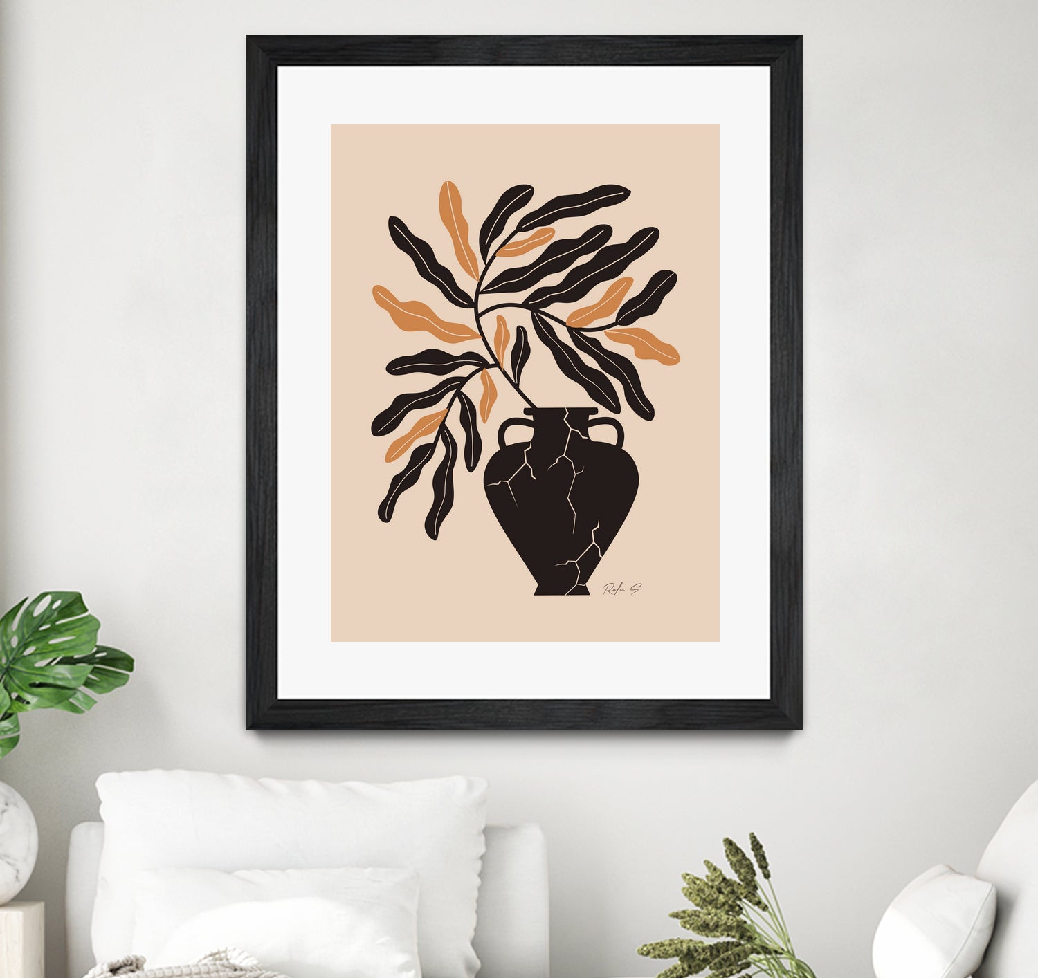 Gentle Life In A Broken Vase by Ralu S on GIANT ART - flowers and plants mid-century modern art