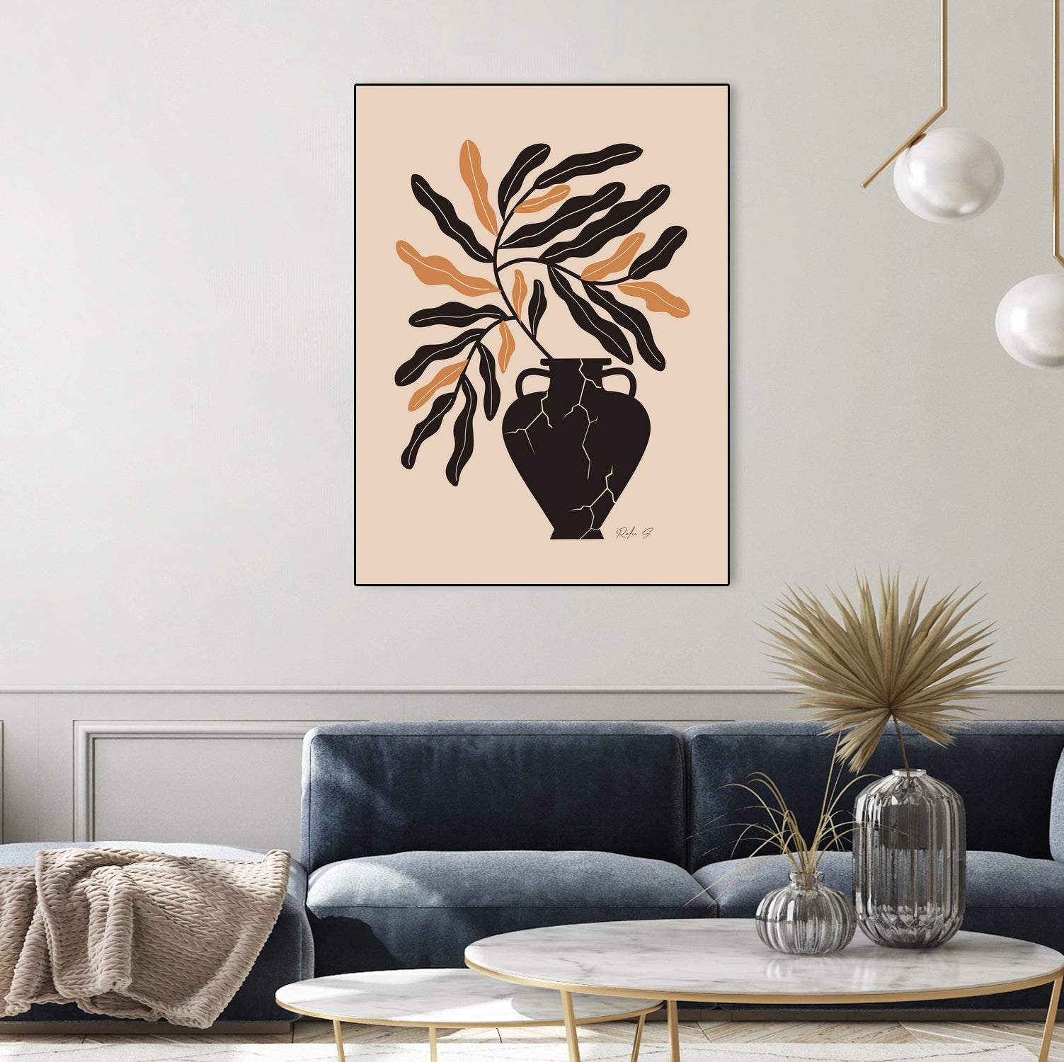 Gentle Life In A Broken Vase by Ralu S on GIANT ART - flowers and plants mid-century modern art