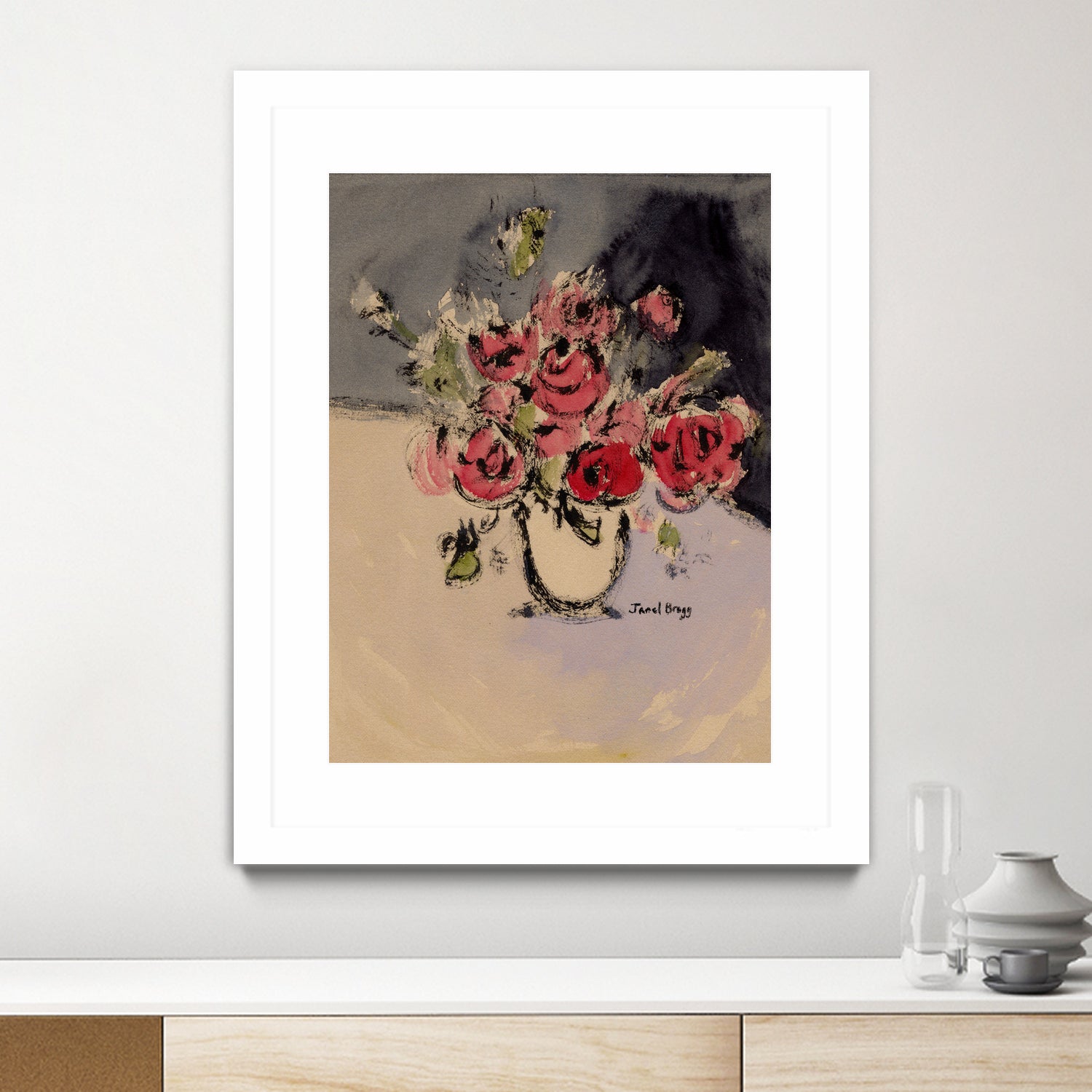 Bouquet With Beige Vase by Janel Bragg on GIANT ART - illustrations botanical illustrations