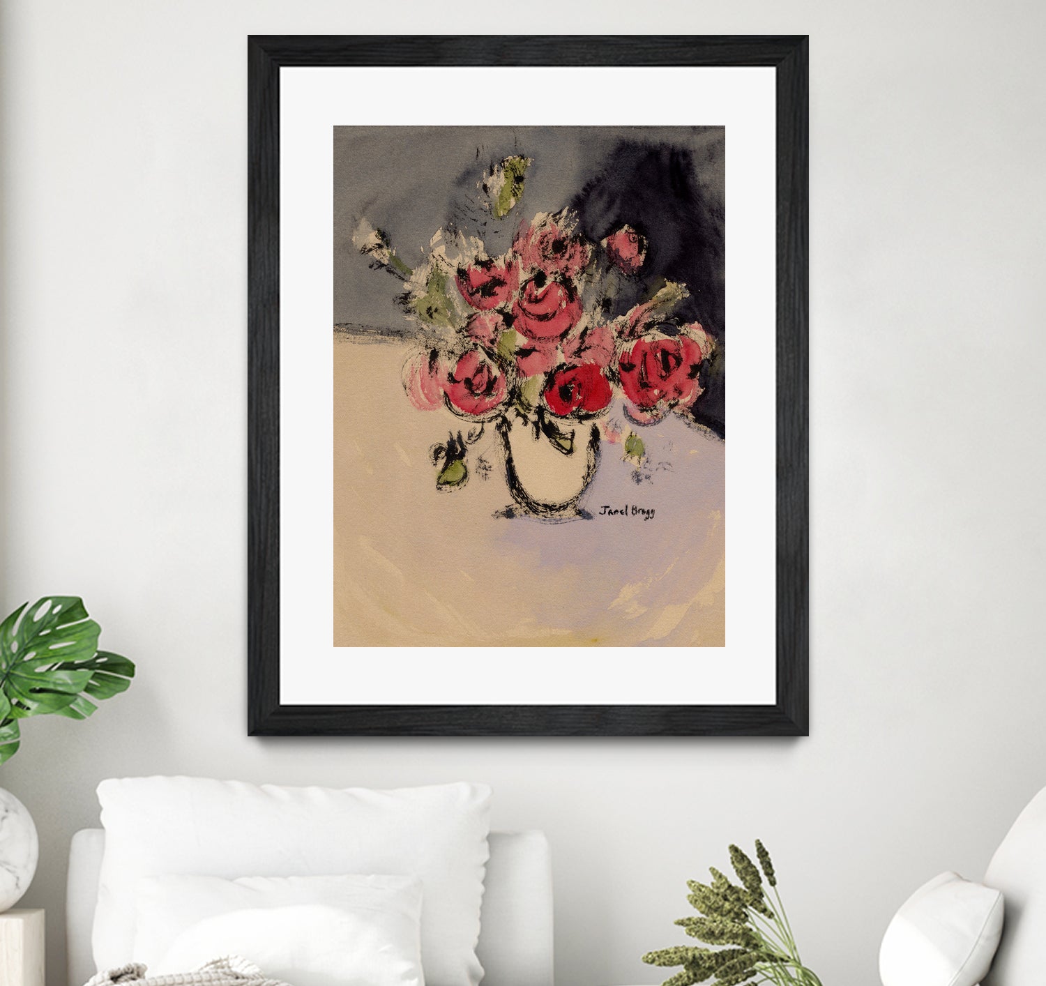 Bouquet With Beige Vase by Janel Bragg on GIANT ART - illustrations botanical illustrations