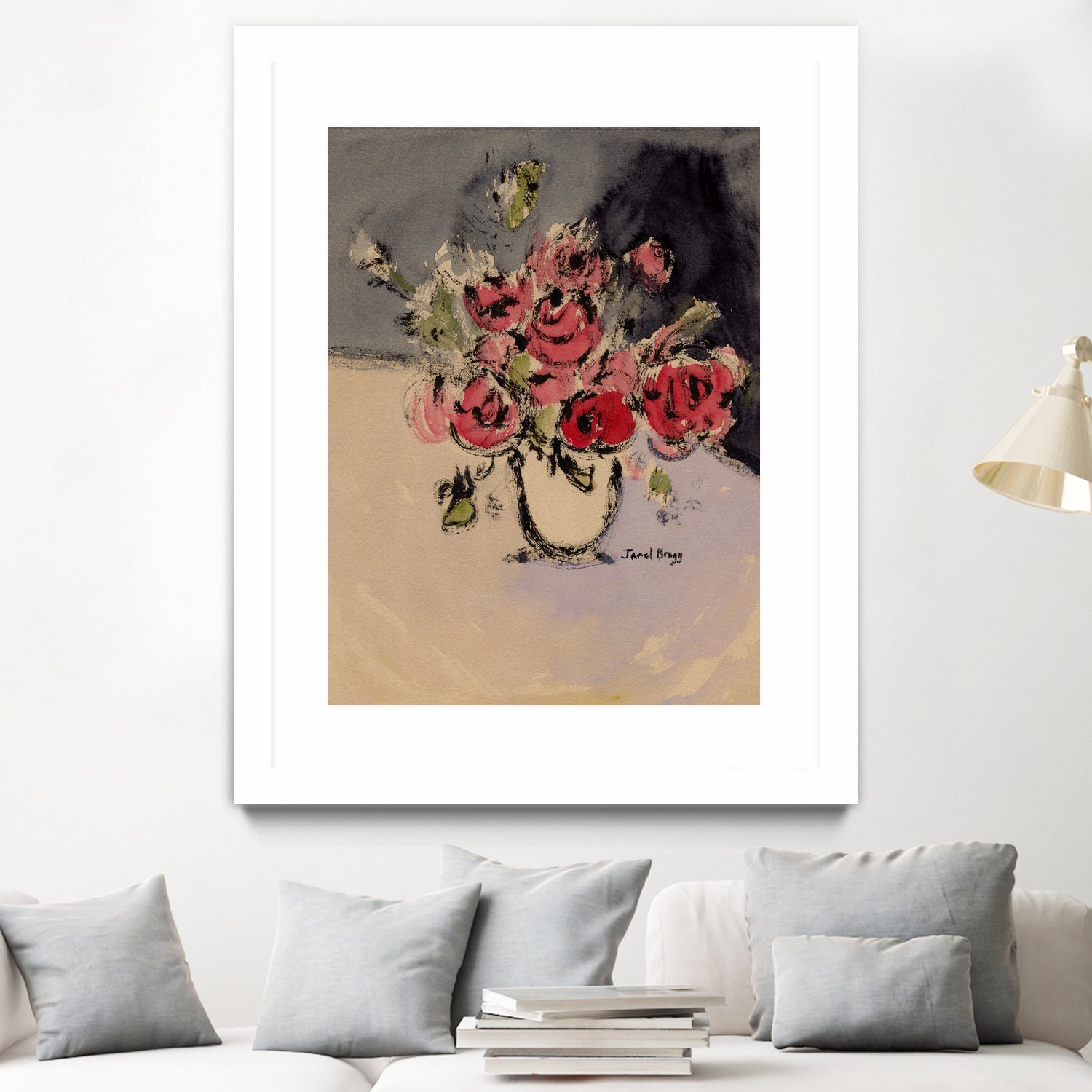 Bouquet With Beige Vase by Janel Bragg on GIANT ART - illustrations botanical illustrations