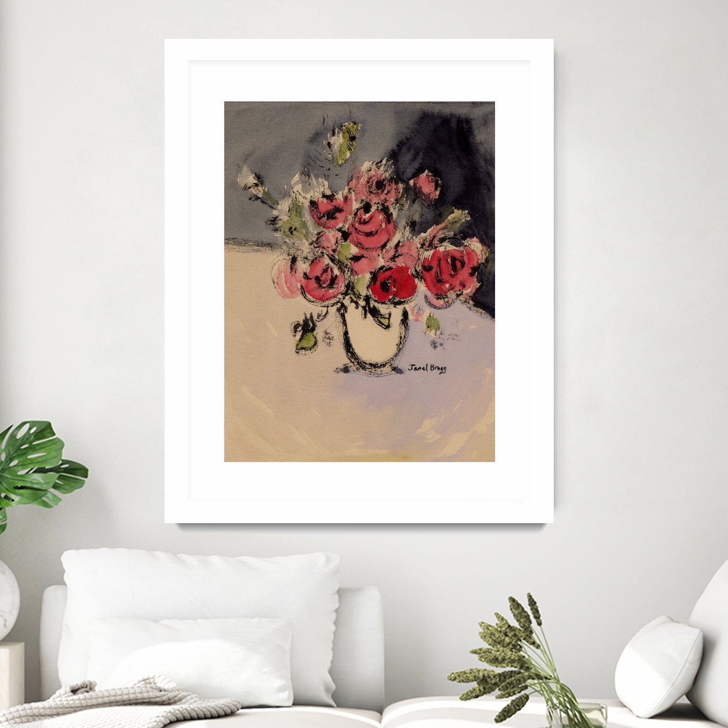 Bouquet With Beige Vase by Janel Bragg on GIANT ART - illustrations botanical illustrations