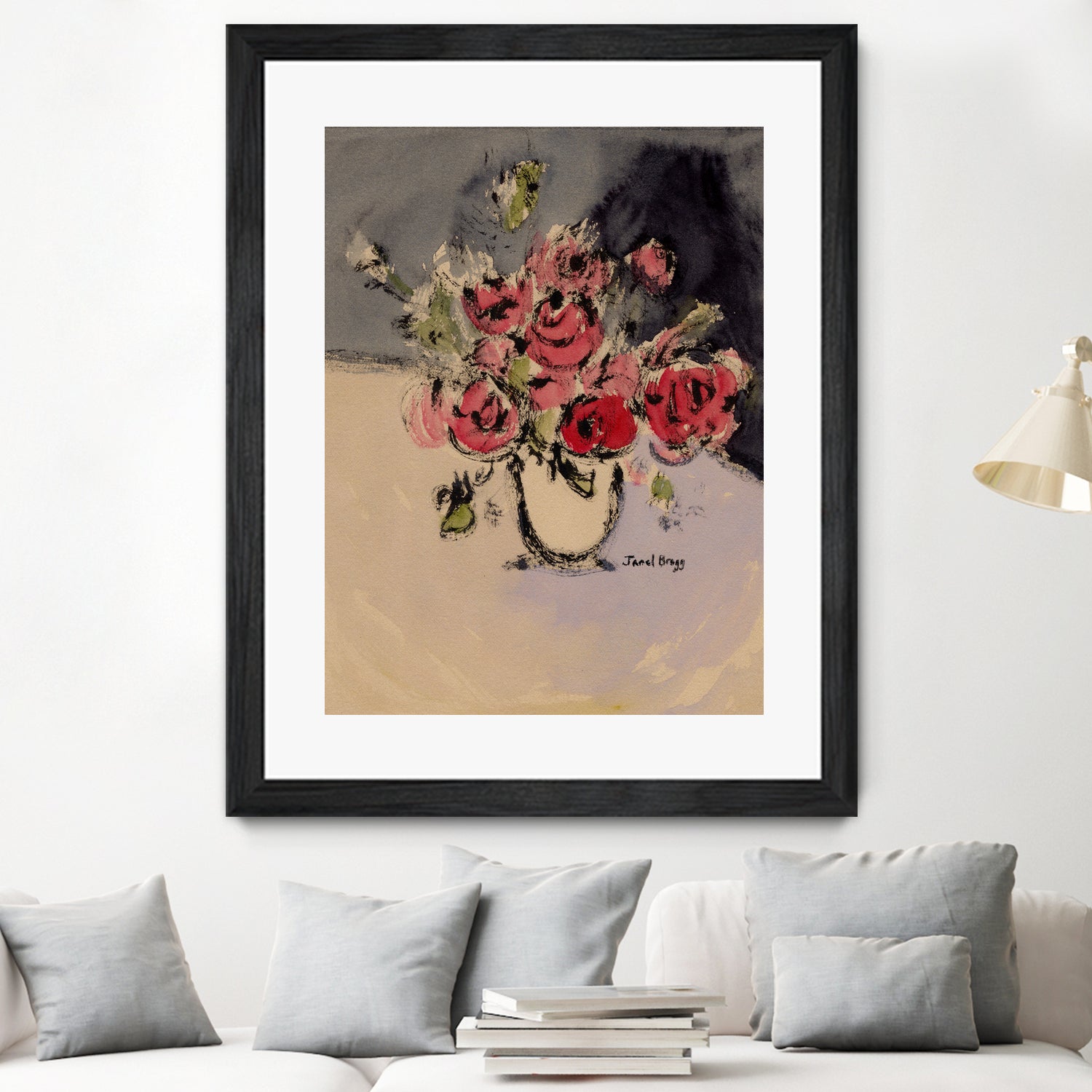 Bouquet With Beige Vase by Janel Bragg on GIANT ART - illustrations botanical illustrations