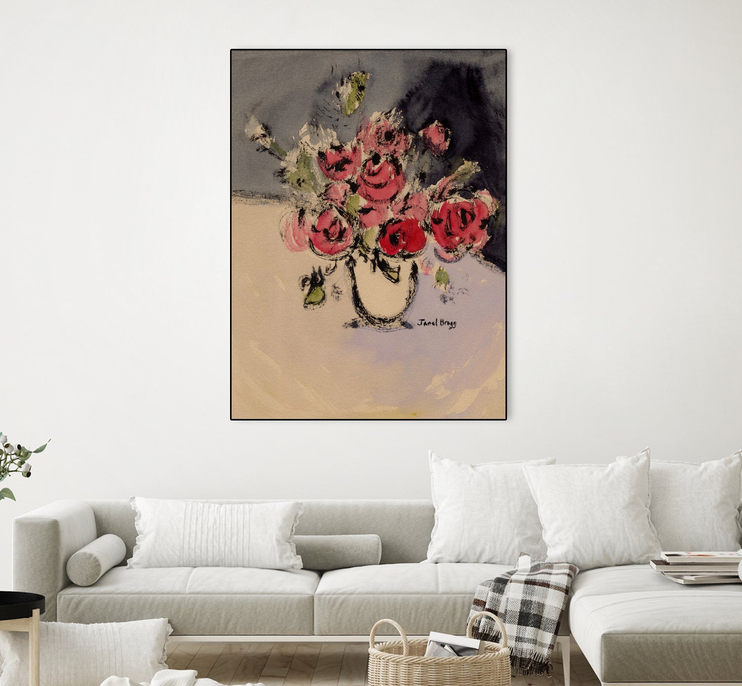 Bouquet With Beige Vase by Janel Bragg on GIANT ART - illustrations botanical illustrations