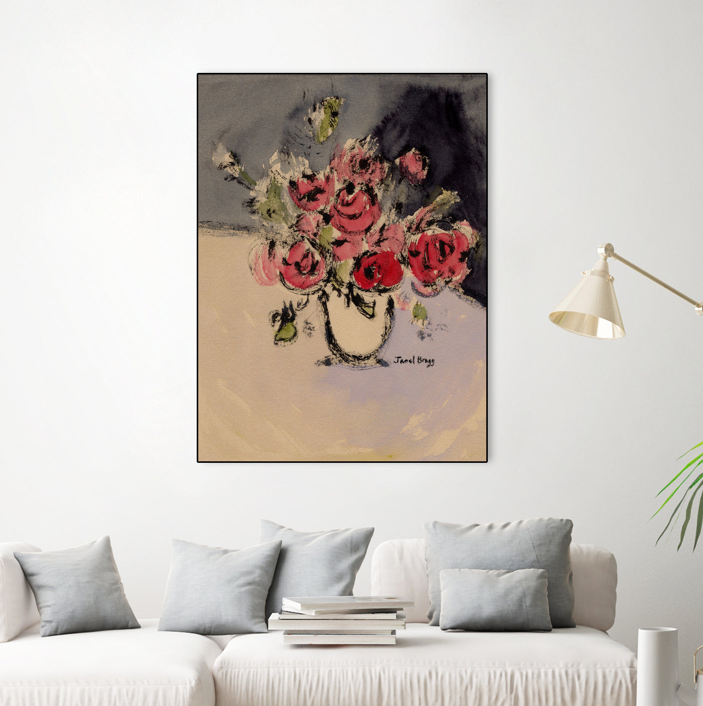 Bouquet With Beige Vase by Janel Bragg on GIANT ART - illustrations botanical illustrations