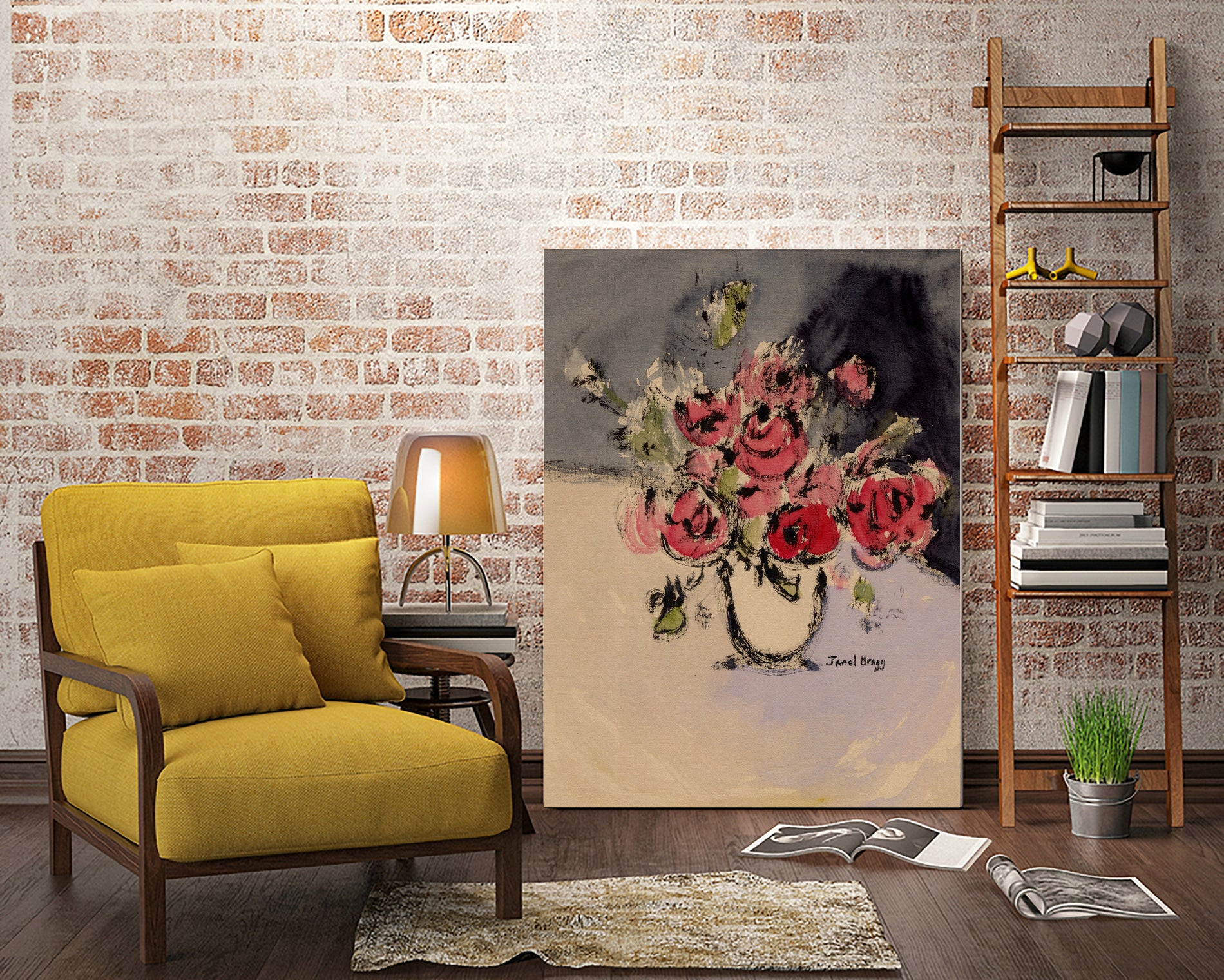 Bouquet With Beige Vase by Janel Bragg on GIANT ART - illustrations botanical illustrations