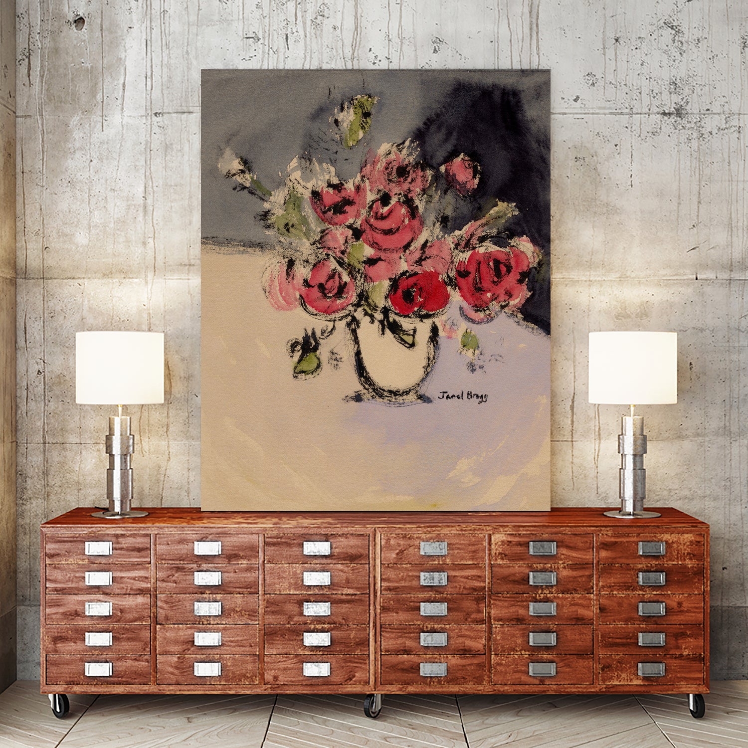 Bouquet With Beige Vase by Janel Bragg on GIANT ART - illustrations botanical illustrations