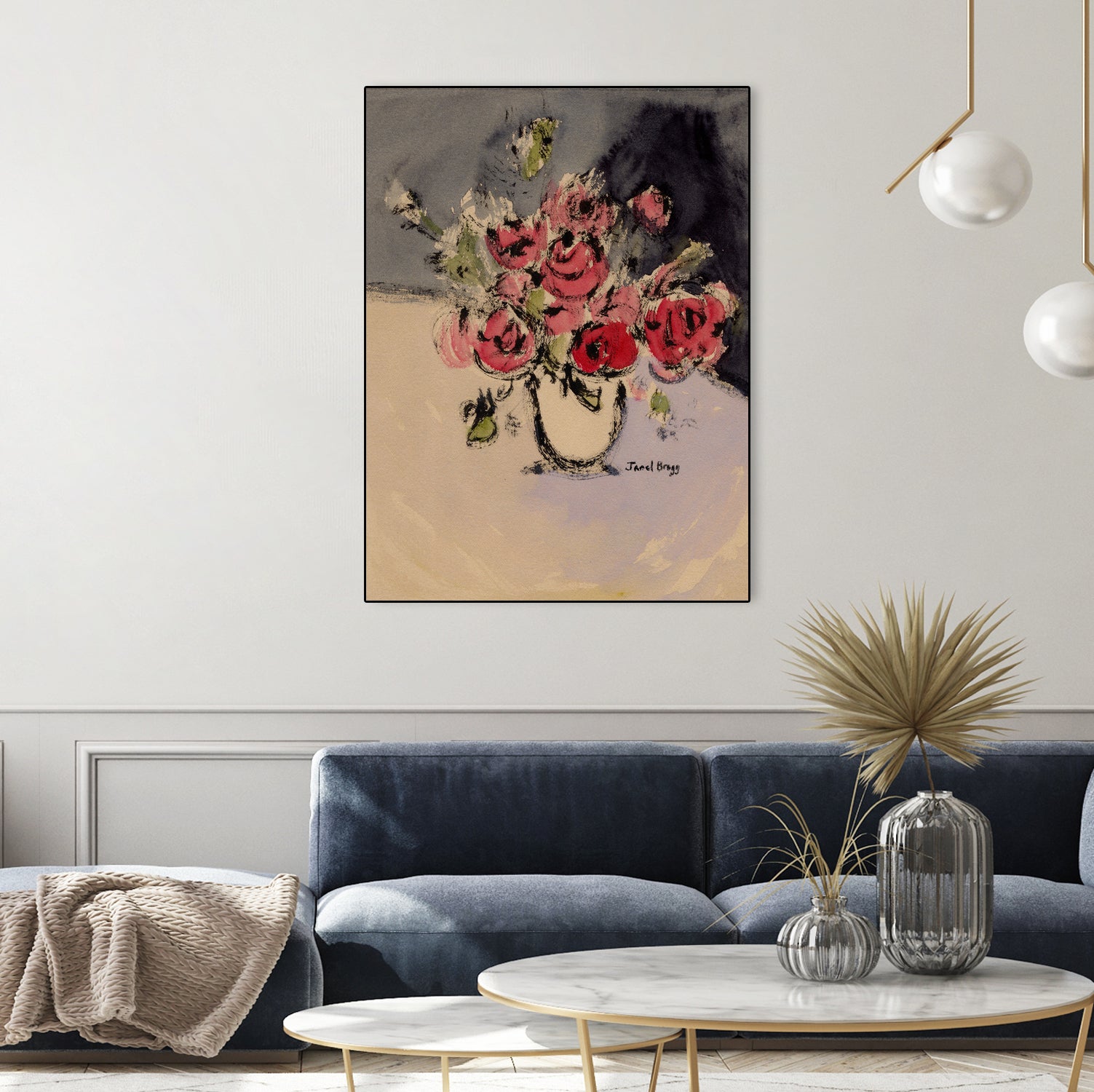 Bouquet With Beige Vase by Janel Bragg on GIANT ART - illustrations botanical illustrations