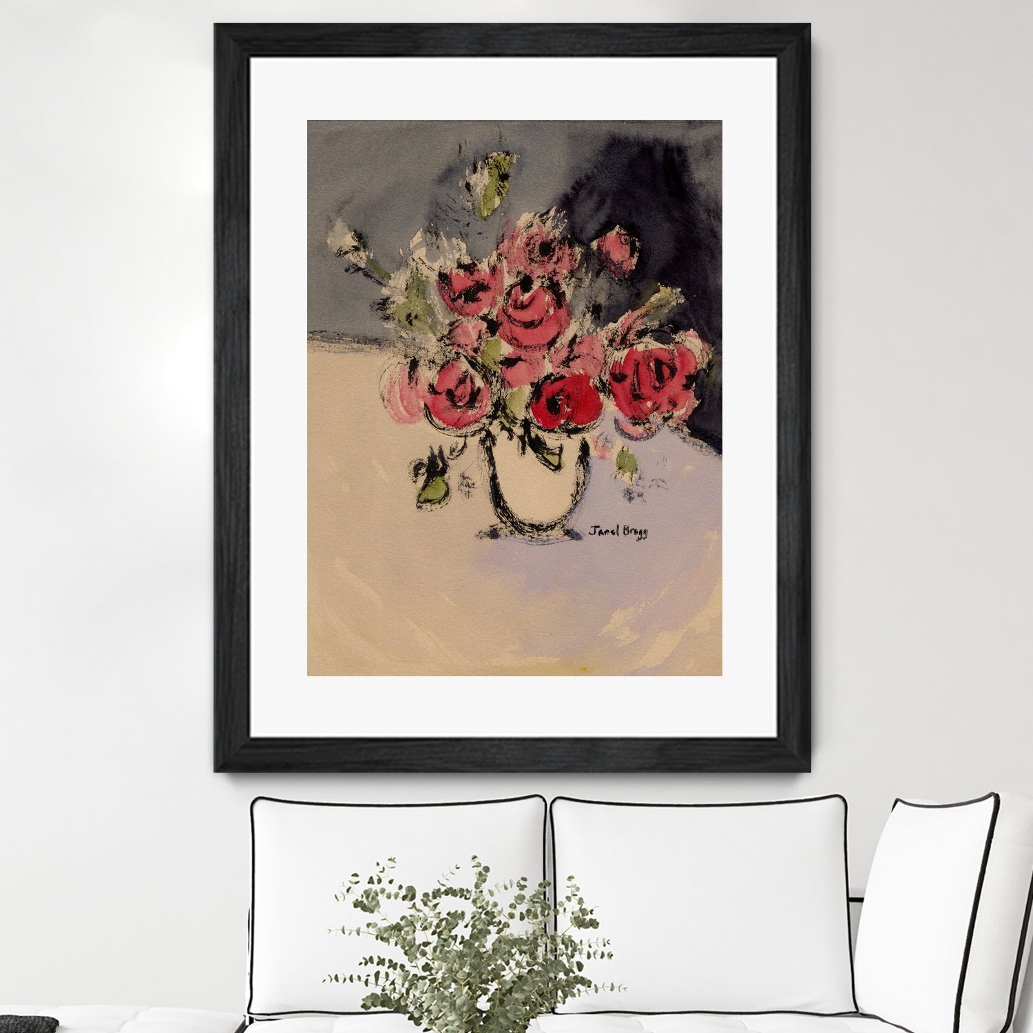 Bouquet With Beige Vase by Janel Bragg on GIANT ART - illustrations botanical illustrations