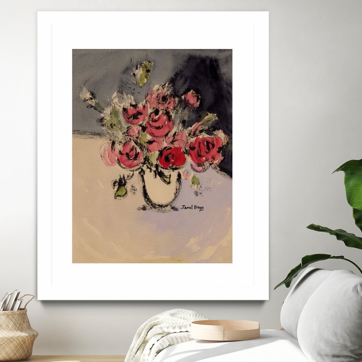 Bouquet With Beige Vase by Janel Bragg on GIANT ART - illustrations botanical illustrations