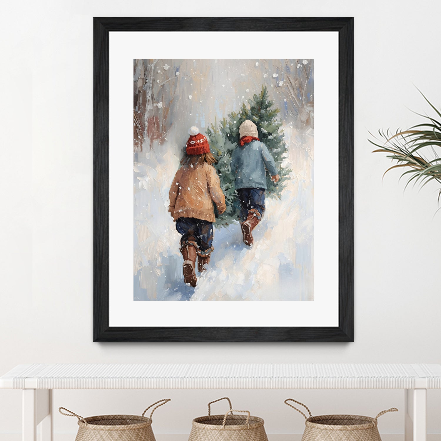 Kinder tragen Tanne im SchneegestApber by Ohkimiko on GIANT ART - kids kinder im schnee