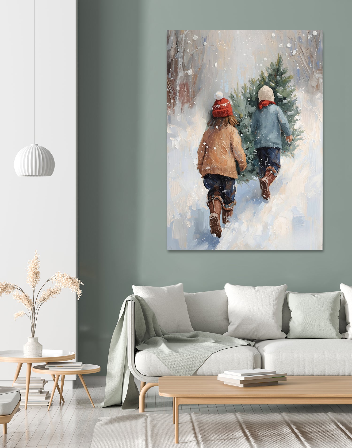 Kinder tragen Tanne im SchneegestApber by Ohkimiko on GIANT ART - kids kinder im schnee