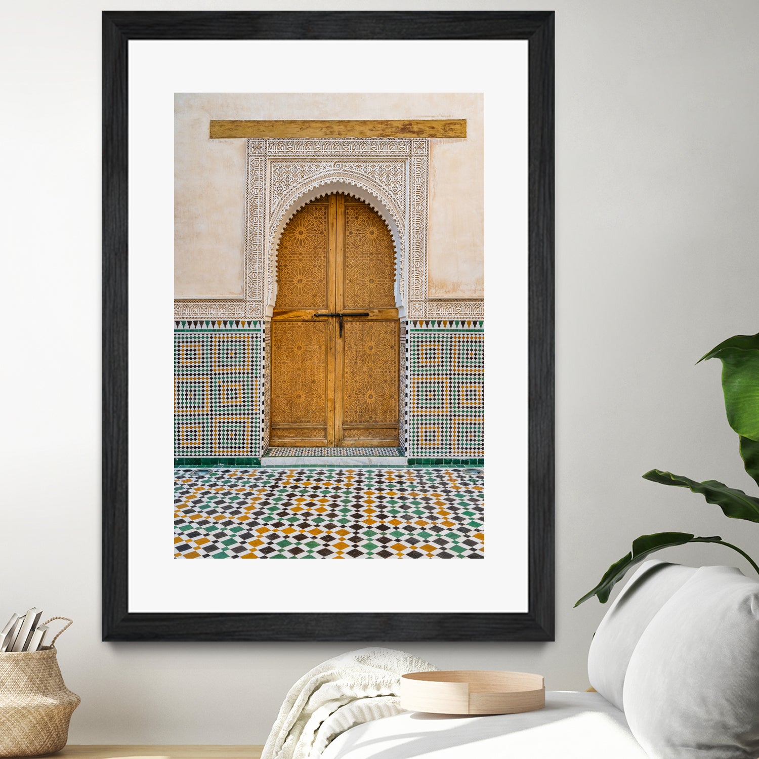 Decorated brown wooden door in Morocco by Photolovers on GIANT ART - photography morocco