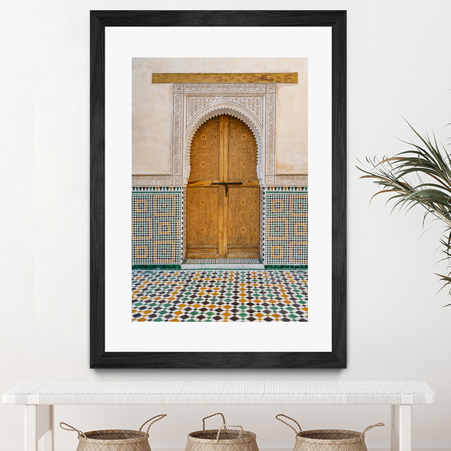 Decorated brown wooden door in Morocco by Photolovers on GIANT ART - photography morocco