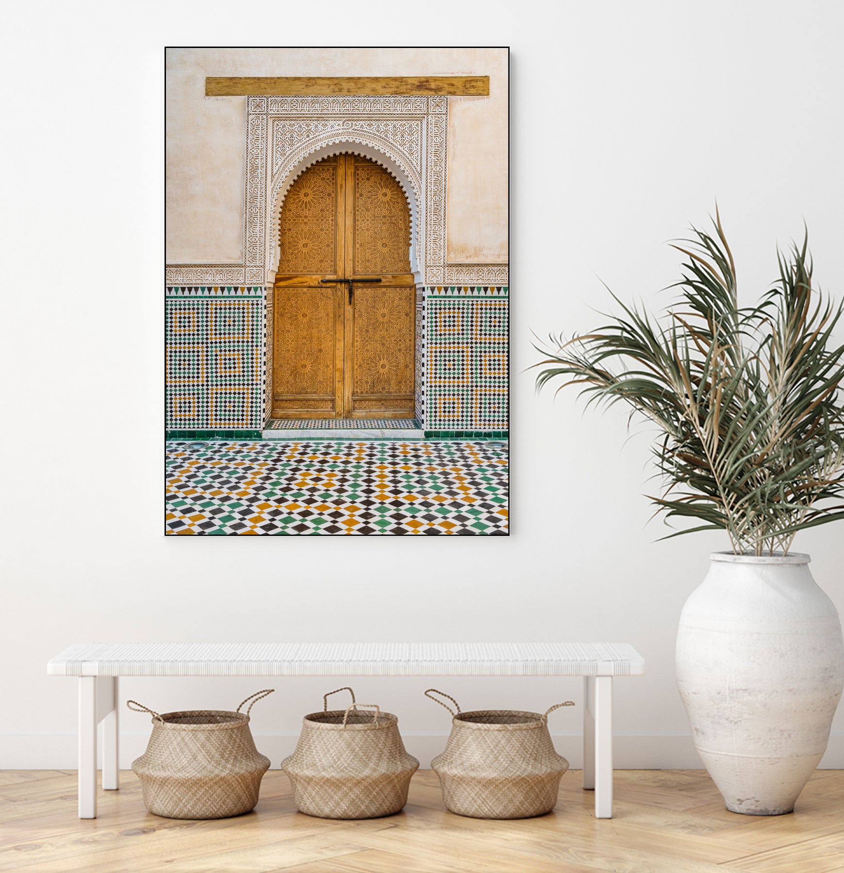 Decorated brown wooden door in Morocco by Photolovers on GIANT ART - photography morocco