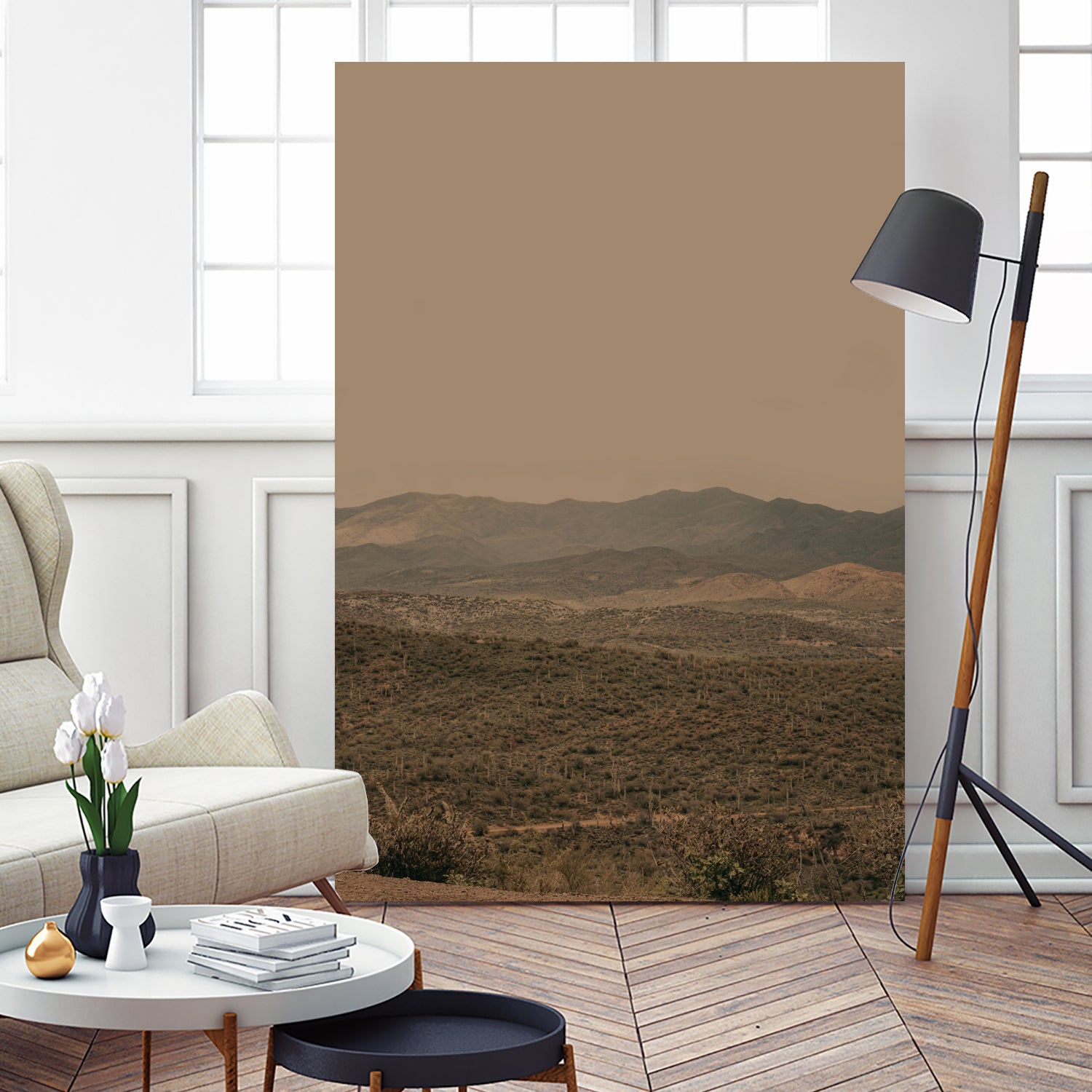Atmospheric Layered Terrain Landscape With Warm Retro Tonal Haze by Stephanie Klatt on GIANT ART - textural landscape textural