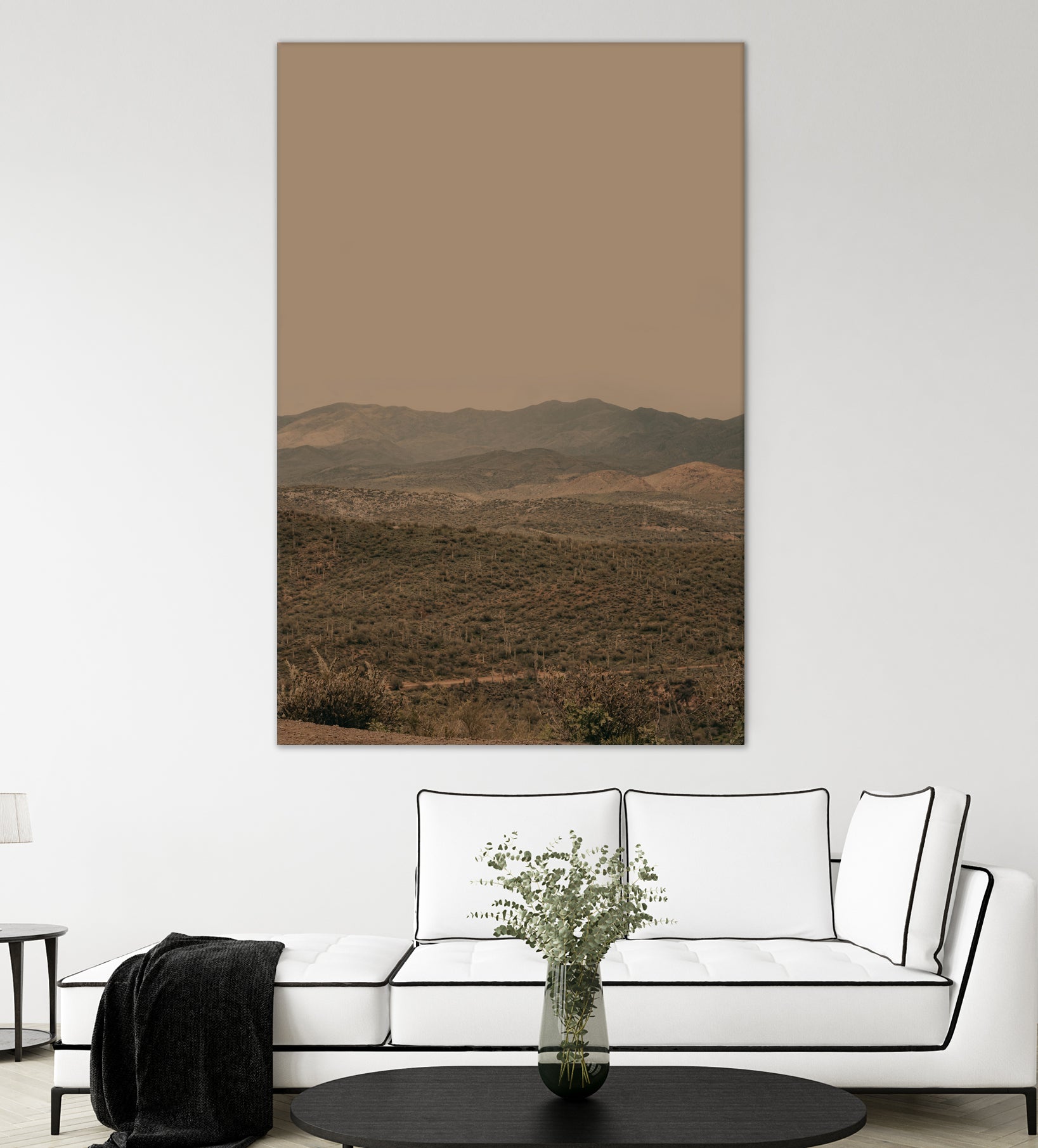Atmospheric Layered Terrain Landscape With Warm Retro Tonal Haze by Stephanie Klatt on GIANT ART - textural landscape textural