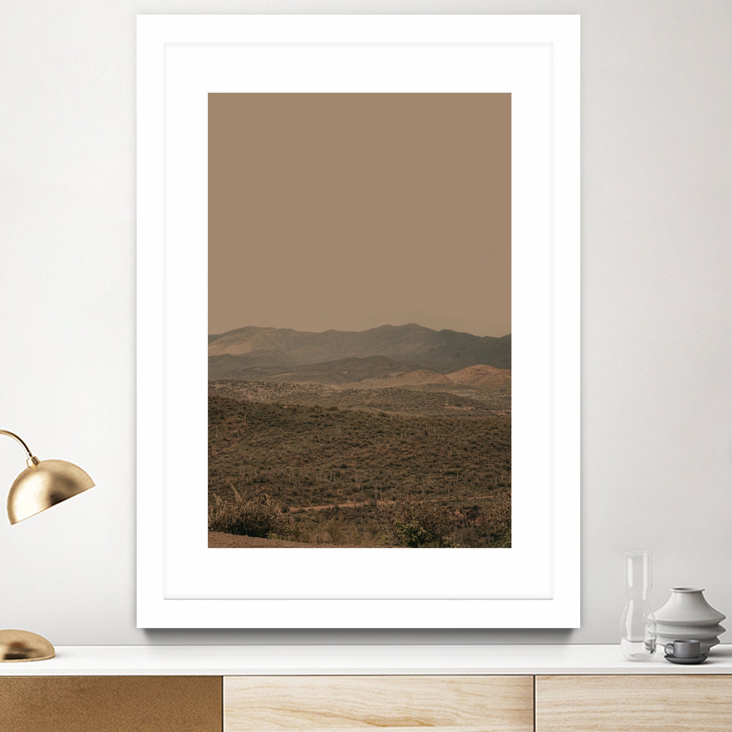 Atmospheric Layered Terrain Landscape With Warm Retro Tonal Haze by Stephanie Klatt on GIANT ART - textural landscape textural