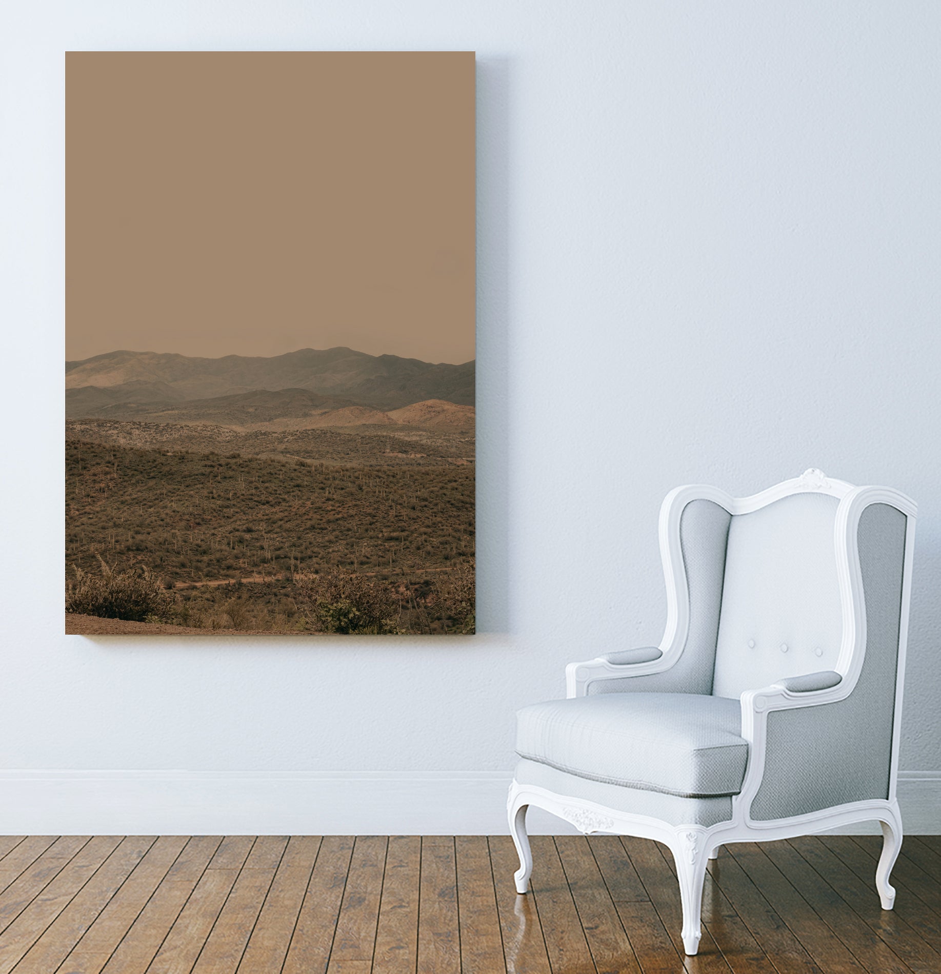 Atmospheric Layered Terrain Landscape With Warm Retro Tonal Haze by Stephanie Klatt on GIANT ART - textural landscape textural