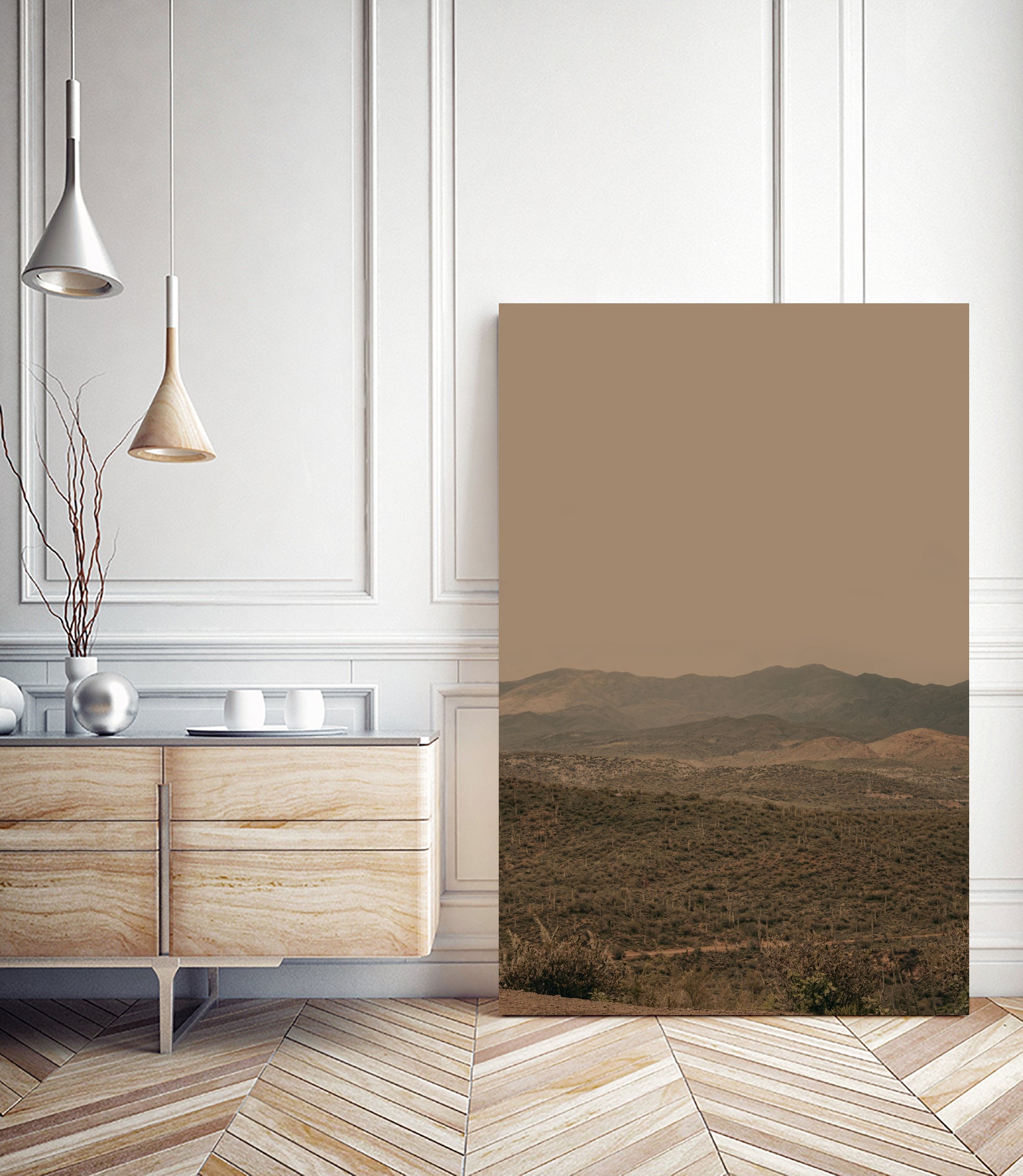 Atmospheric Layered Terrain Landscape With Warm Retro Tonal Haze by Stephanie Klatt on GIANT ART - textural landscape textural