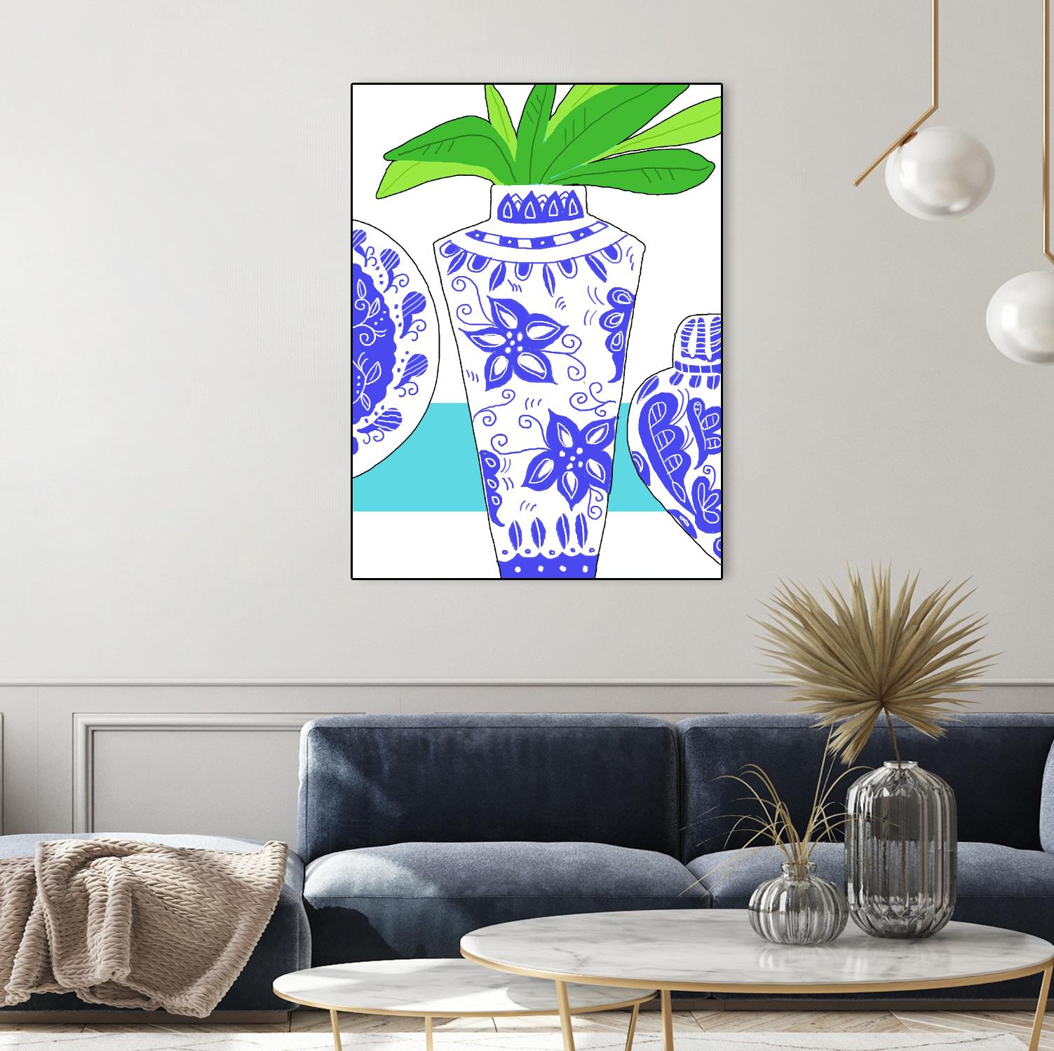 Blue Vase I by Deidre Mosher on GIANT ART - decorative