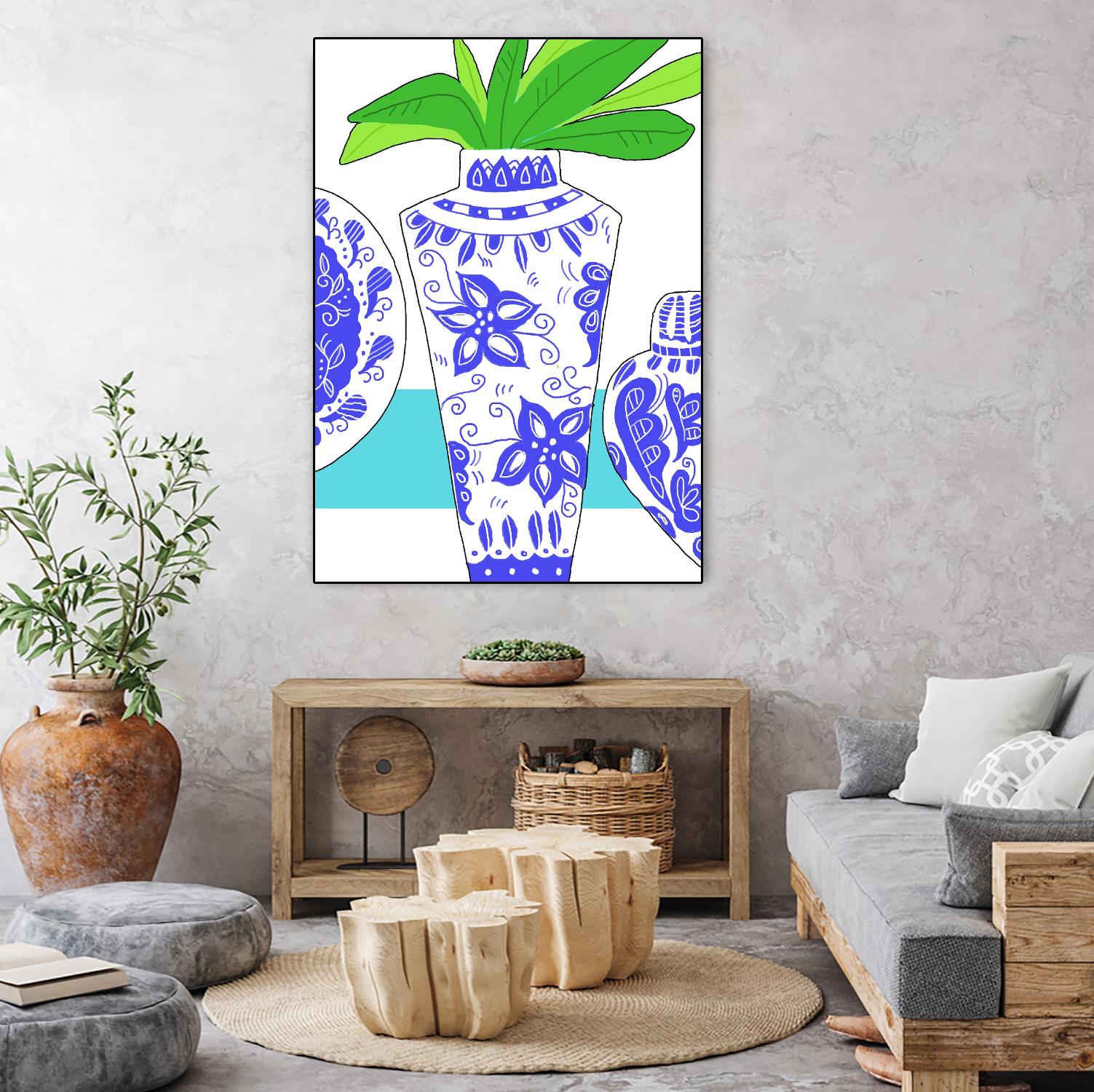 Blue Vase I by Deidre Mosher on GIANT ART - decorative
