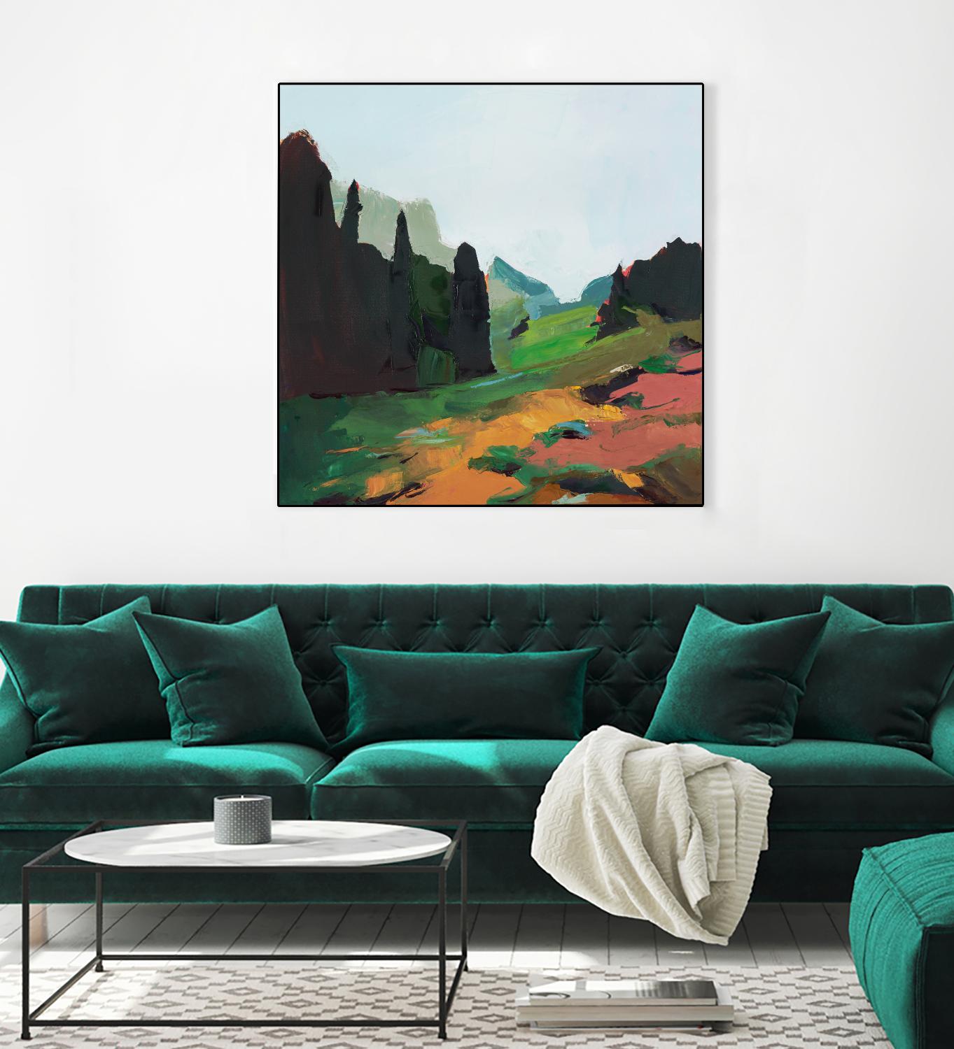 Green Alpine Meadow by Julie Denise on GIANT ART -  abstract