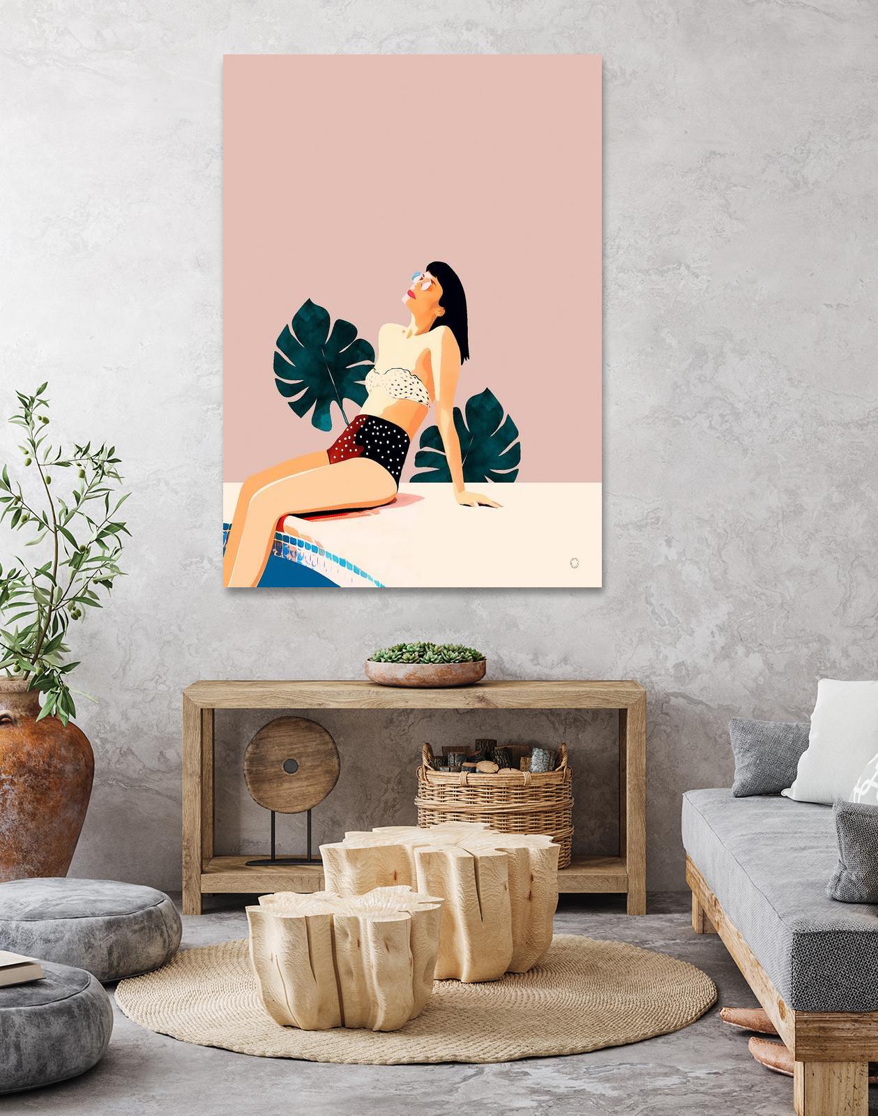 Sunday by 83 Oranges on GIANT ART - pink illustration pool