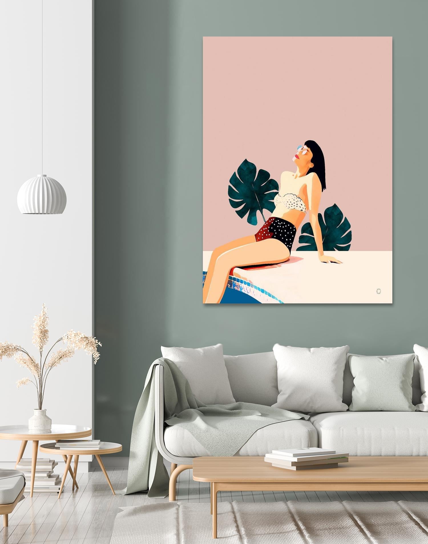 Sunday by 83 Oranges on GIANT ART - pink illustration pool