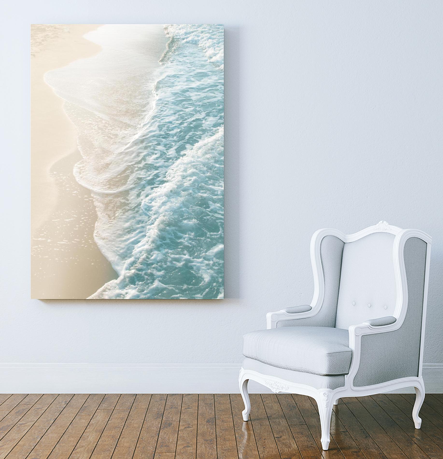 Soft Teal Gold Ocean Dream Waves #1  by Anita's & Bella's Art on GIANT ART - beige coastal sand